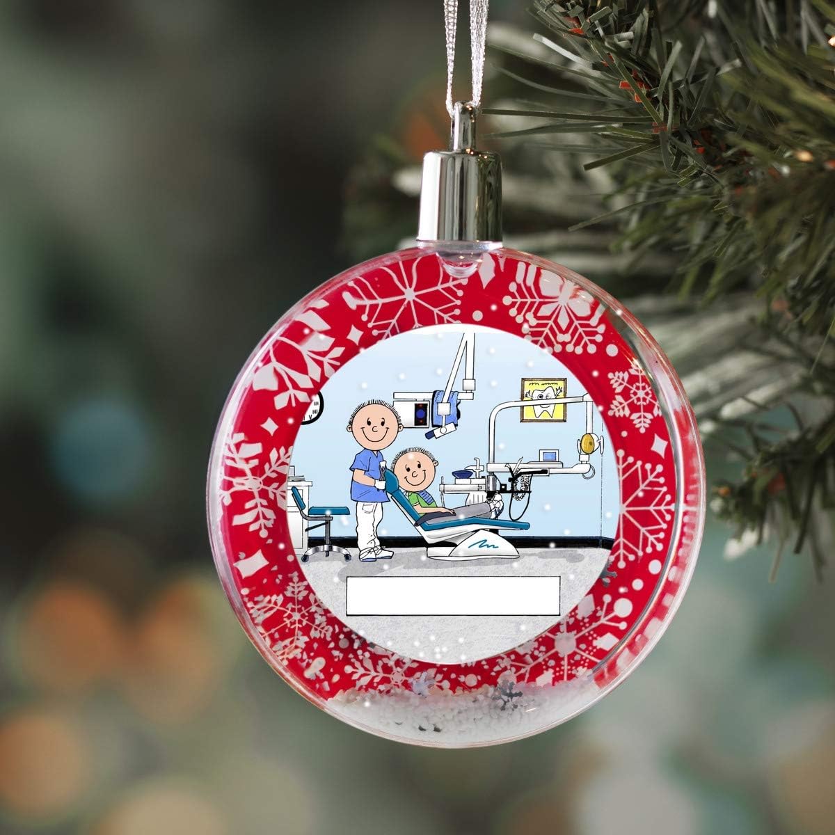 PrintedPerfection.com Personalized Friendly Folks Dentist - Male Christmas Snow Globe Ornament