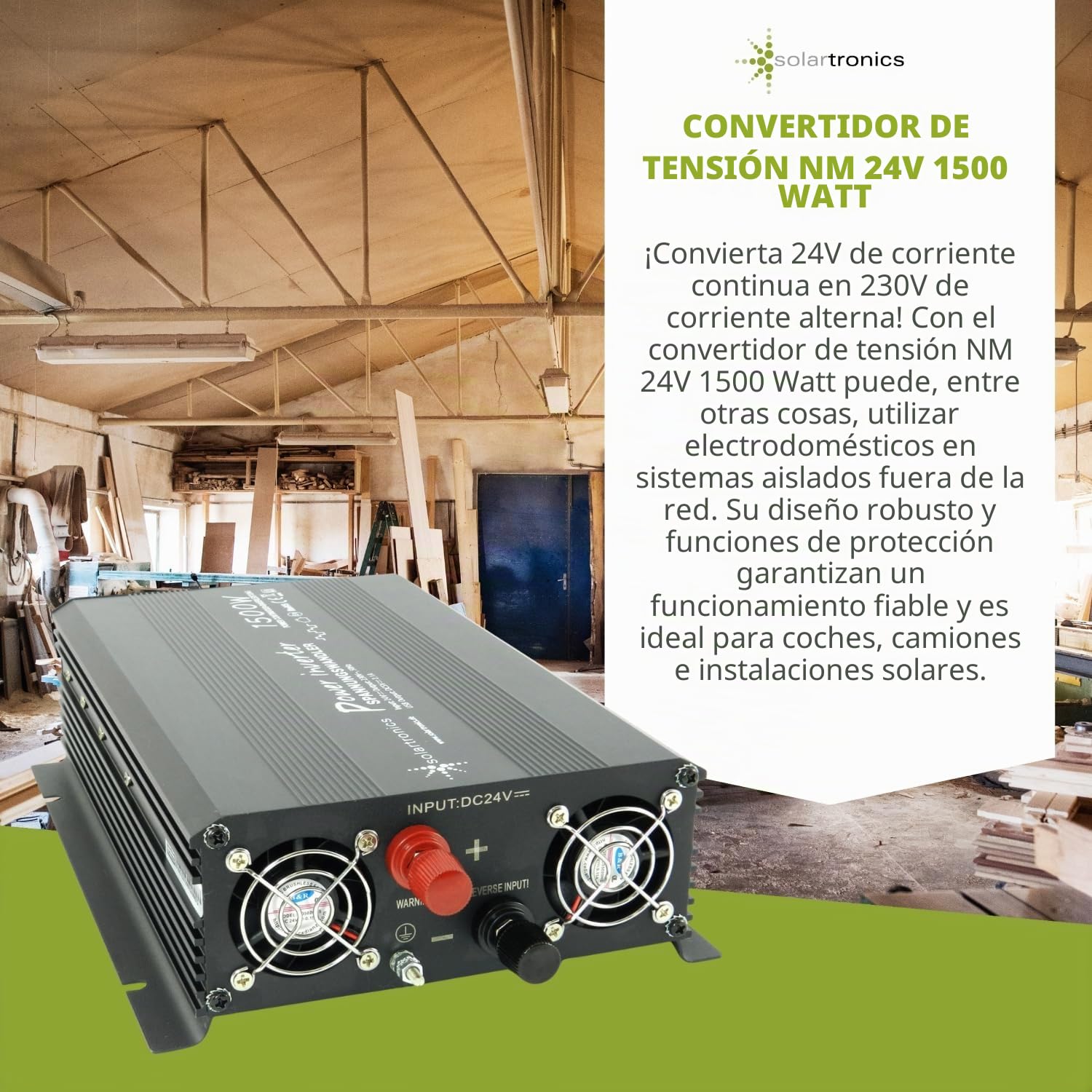 Transformador de tensión 24 V 1500 3000 W 230 V - Inversor para la conexión móvil de electrodomésticos … Negro