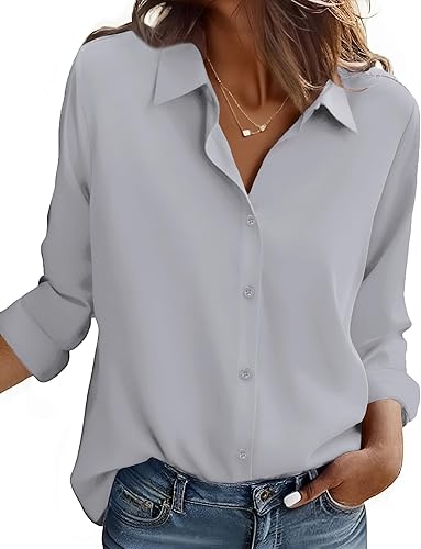 Miniatura 14 de ZEAGOO Camisa de manga larga con botones para mujer, blusas con estampado floral, trajes de trabajo casuales de negocios, tallas S-XXL