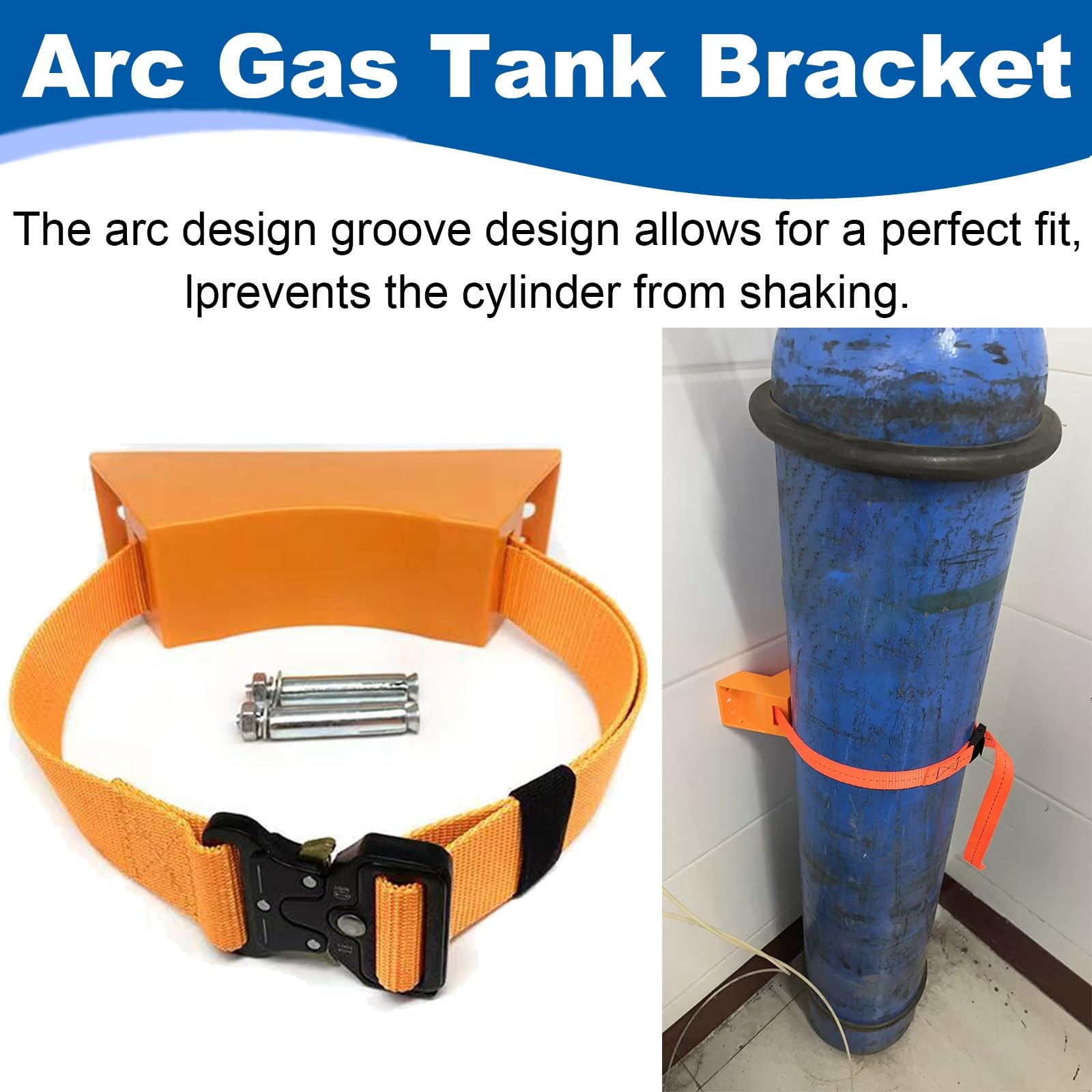 Soporte de pared cilíndrico para tanque de propano con correa segura ajustable para botellas de gas, estante de almacenamiento resistente para interiores y exteriores