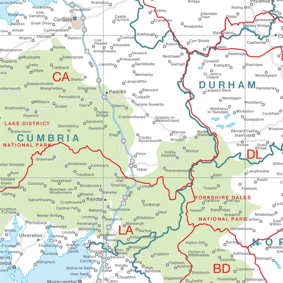 Map Marketing Mappa Delle Aree Postali Del Regno Unito - Laminata, 120x83 Cm, Scala 12,5 Miglia/pollice