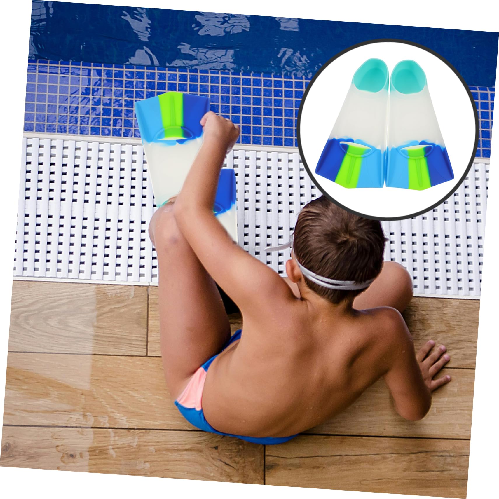 Totority 1 Pair Kids Diving Flippers for Lap Swimming Snorkeling Fins Open Heel