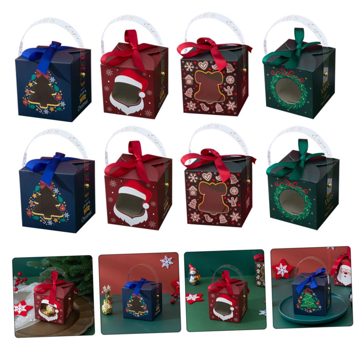 Mobestech 20pezzi Scatole di Carta per Dolcetti Natalizi Scatoline Regalo di Caramelle Scatole di Immagazzinaggio per Feste Custodie Regalo Colore Casuale