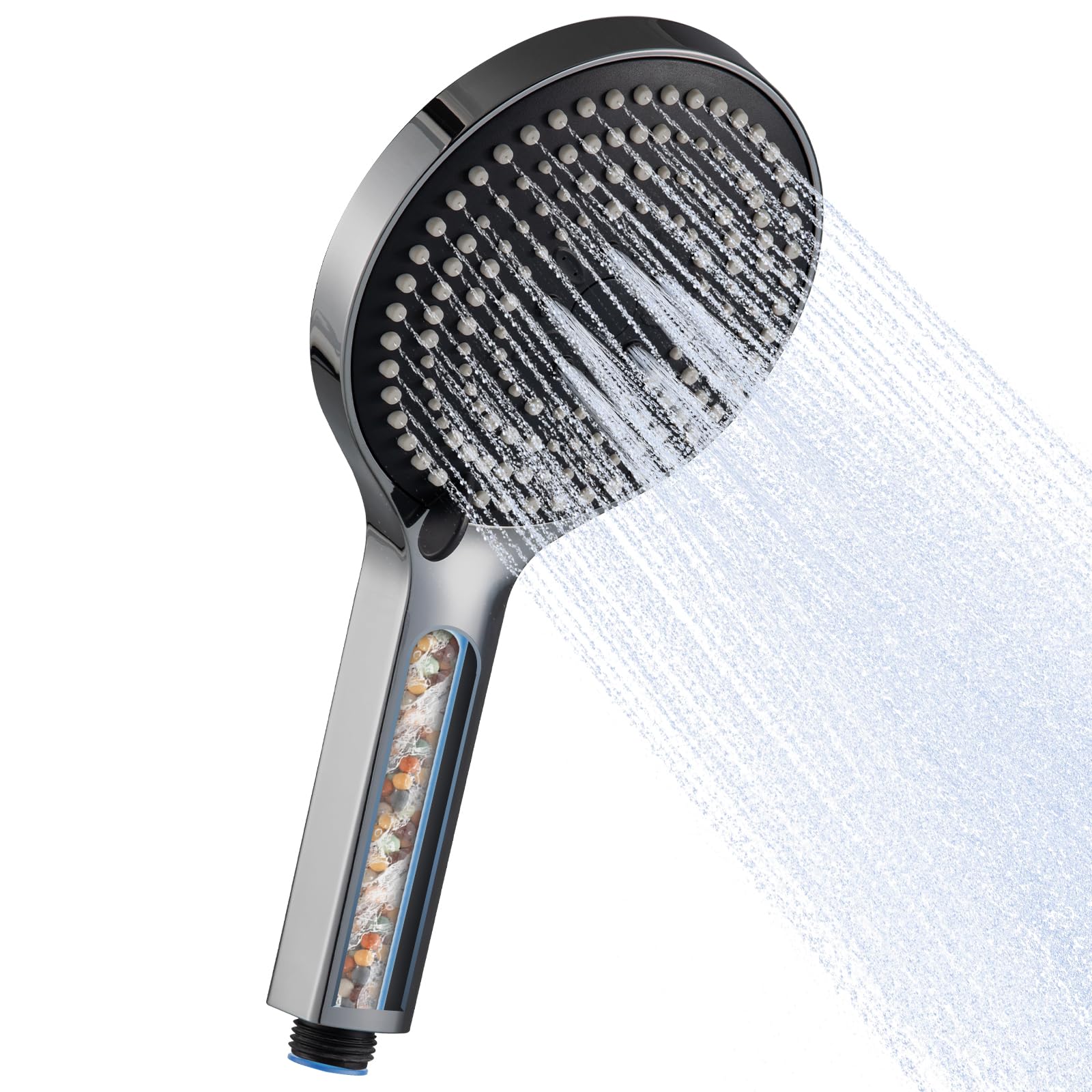 OFFO Filter Shower Head, 6 Modes Handheld Shower Head Large Powerful Boosting Handheld Showerhead for Low Water Pressure ShowerHead, Chrome