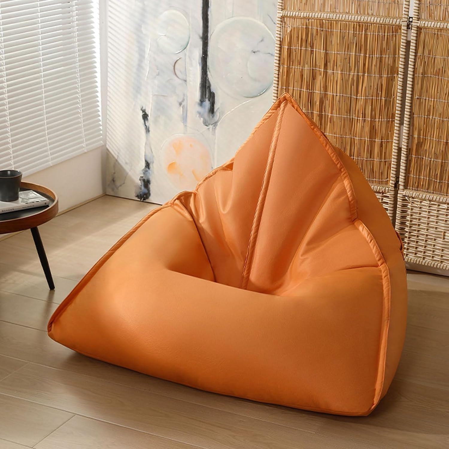 Bean Bag Chair, Large Bean Bag Chair for Adults Comfy Bean Bag Sofa with Particles Filling Fluffy Lazy Chair Soft Faux Leather Cotton Linen Fabric Bean Bag