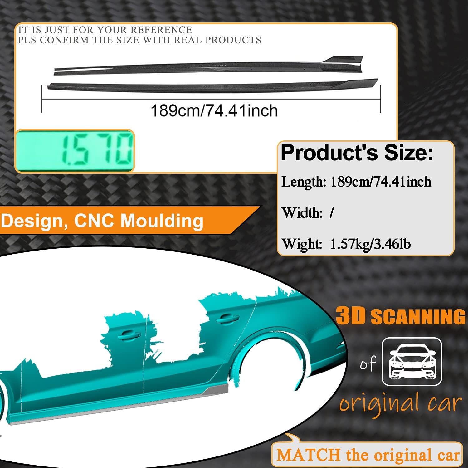 Real Carbon Fiber Side Skirts Compatible with Audi S3 RS3 Sedan 4-Door 2017-2023 S3 2014-2023 Under Door Rocker Panels Valance Extension Lip Factory Outlet