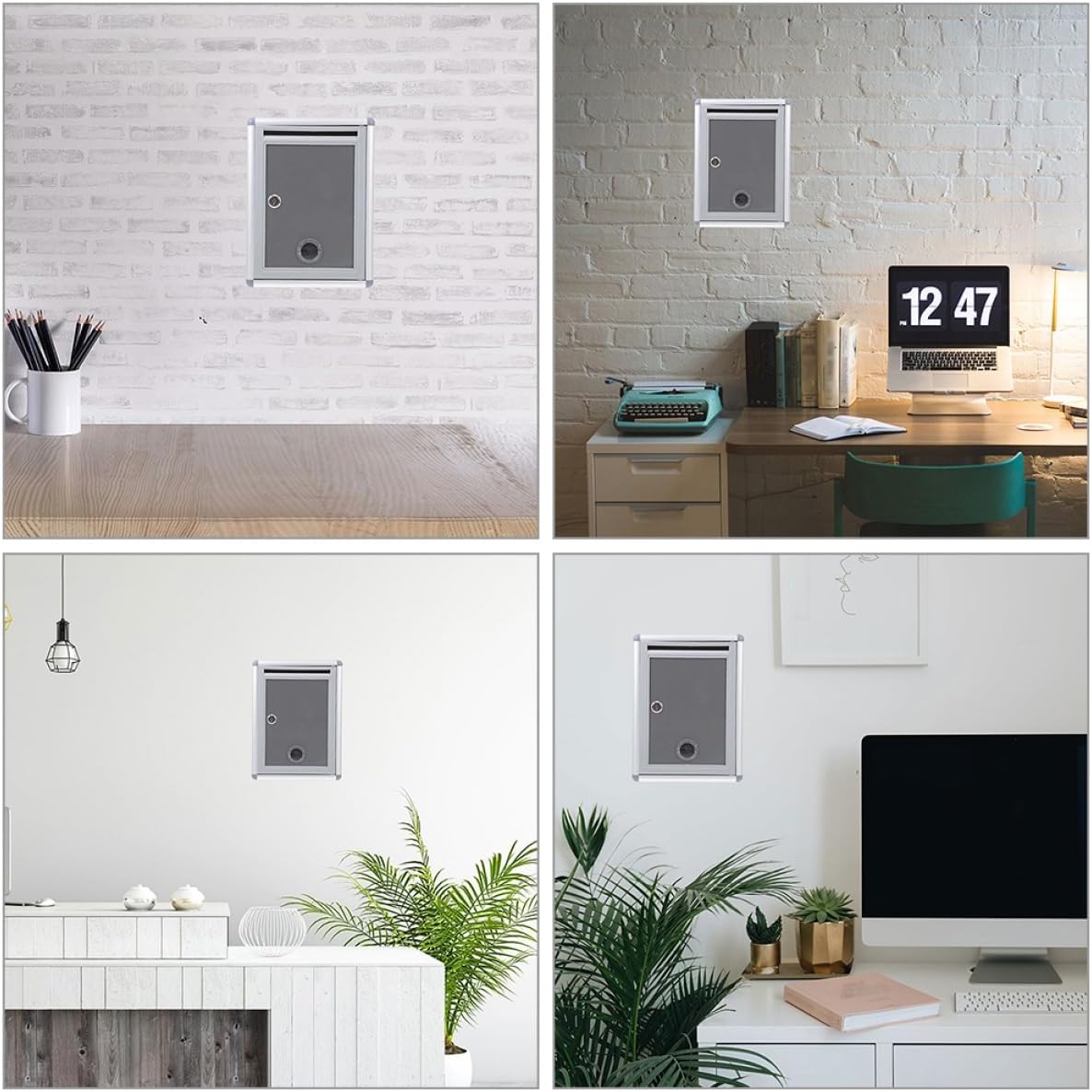 Homoyoyo 2pcs Metal Wall Mount Mailbox Locking Letter Box Suggestion Box for Office Use