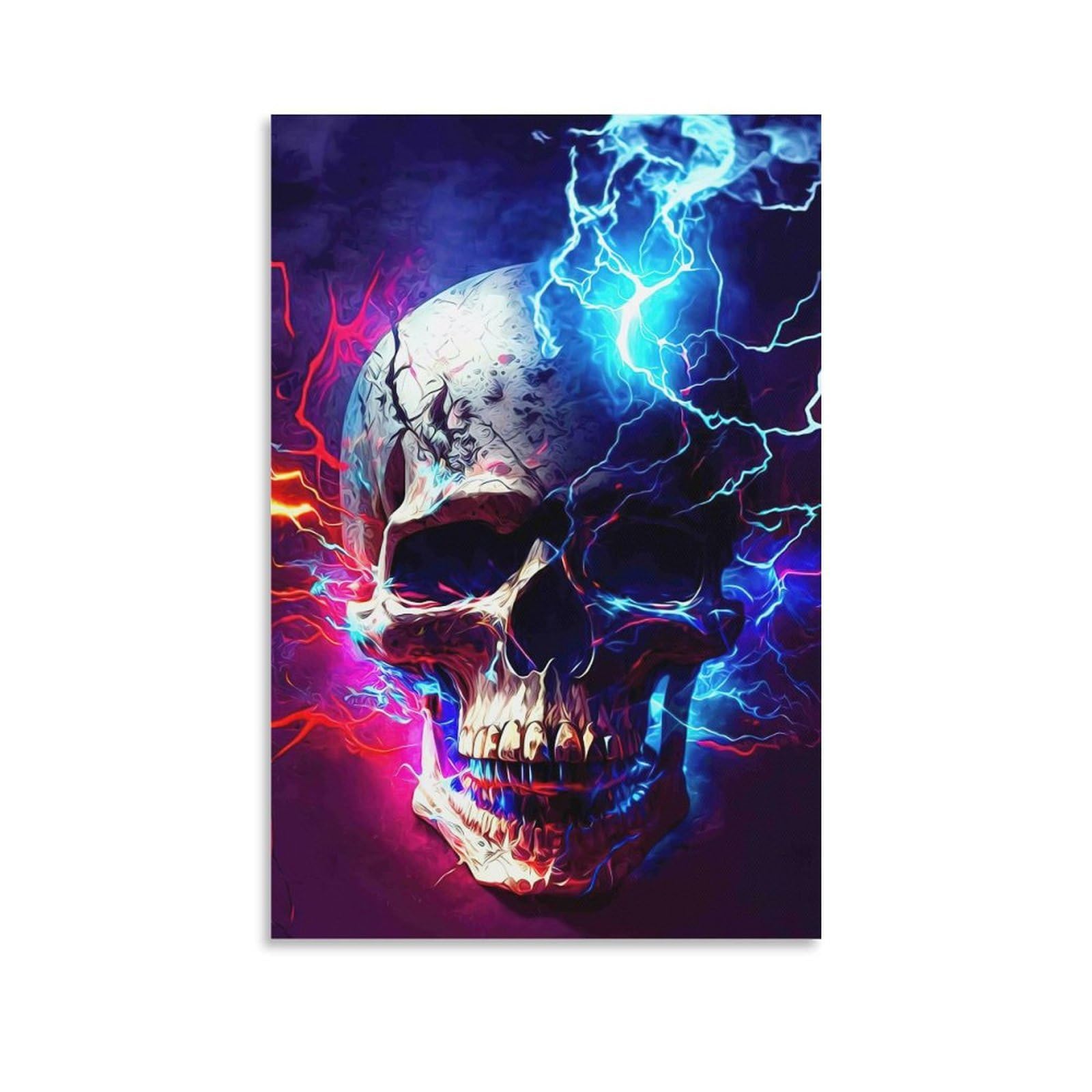 DHBANEIOK Electric Skull Art Wall Decor Poster Giclee Canvas Prints Modern Wall Art Picture Wall Hanging for Bathroom Wall Decor 24x36inch(60x90cm)