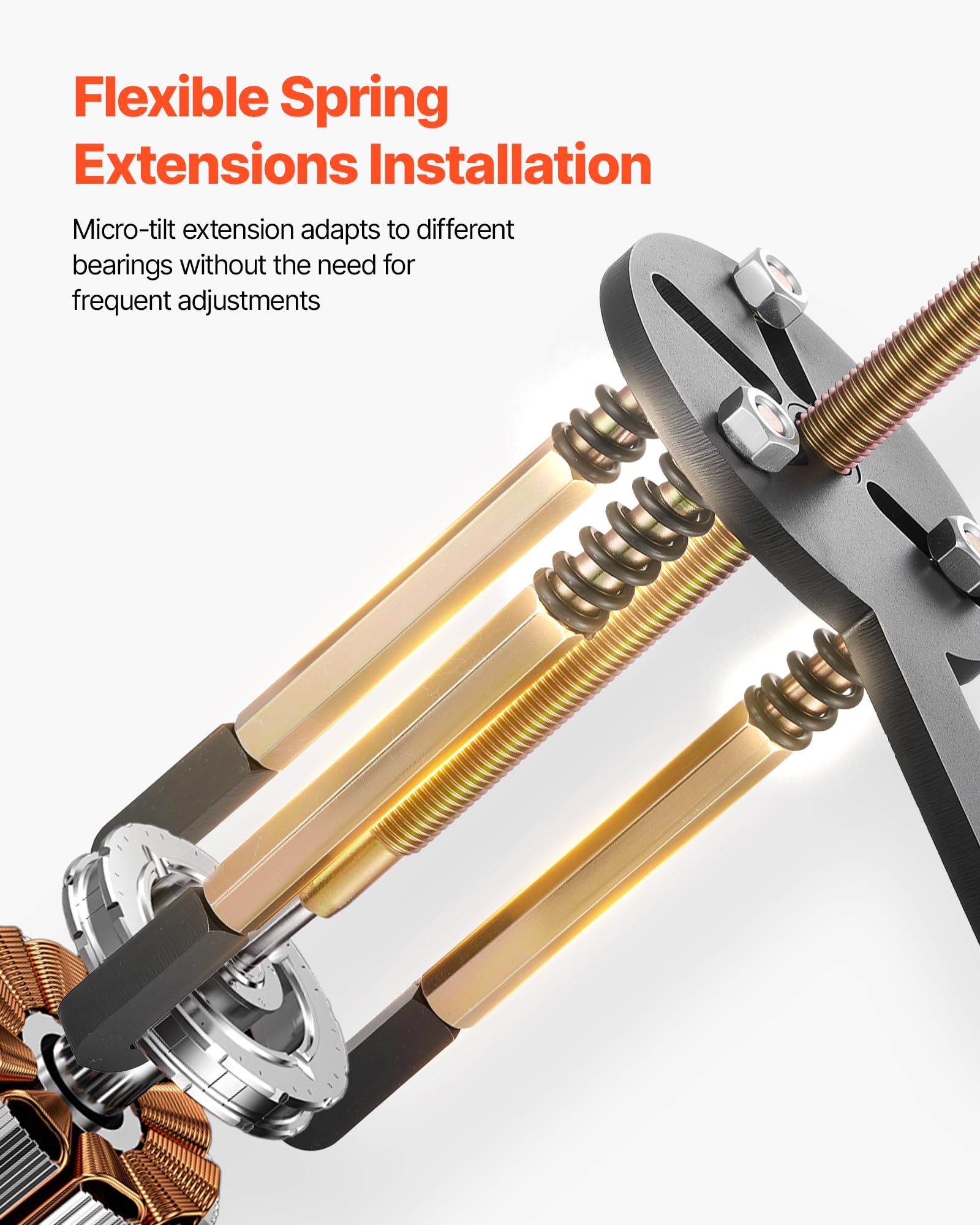 VEVOR Juego de Extractores Multifuncional de Rodamientos 36 en 1 para Rodamientos Internos y Externos, con Estuche Portátil Resistente y Resorte y un Vaso de 17 mm, 400 x 255 x 55 mm, Marrón