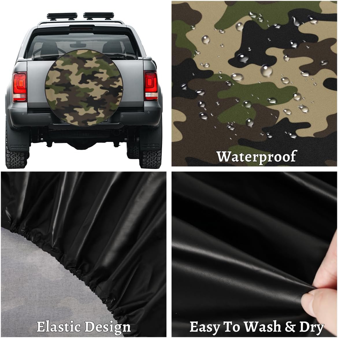 Fashion Camouflage Tire Covers Portable Spare Tire Cover Soft Durable Waterproof Dustproof Set of 4 Bags 14 Inches for Car Truck SUV Trailer Camper