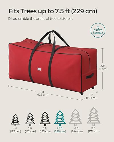 Miniatura 5 de SONGMICS Bolsa de almacenamiento para árbol de Navidad con ruedas de 1.6 pulgadas, bolsa de almacenamiento rodante, hasta 7.5 pies, para árbol de