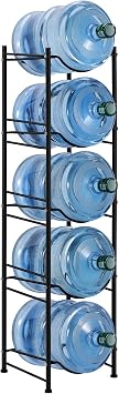smusei 5 Gallon Water Bottle Holder - 5 Tier Detachable Cooler Jug Holder Storage Rack - Heavy Duty Gallon Jug Organizer for Home, Kitchen, Office, Breakroom - Black