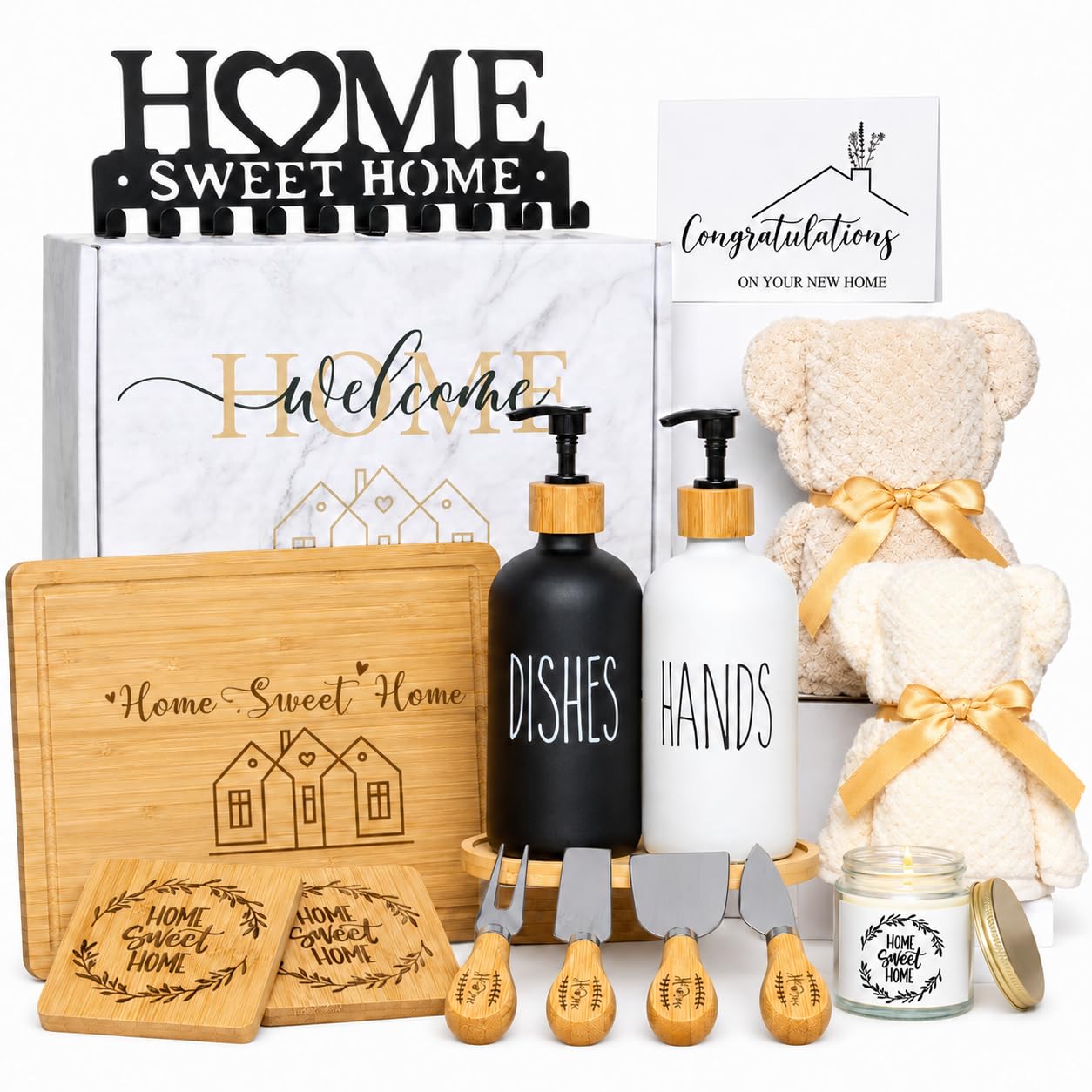 Regalos de inauguración de la casa, cestas de regalo de inauguración de la casa para parejas, propietarios de viviendas, clientes, mujeres, agentes inmobiliarios, regalos de cierre para compradores de