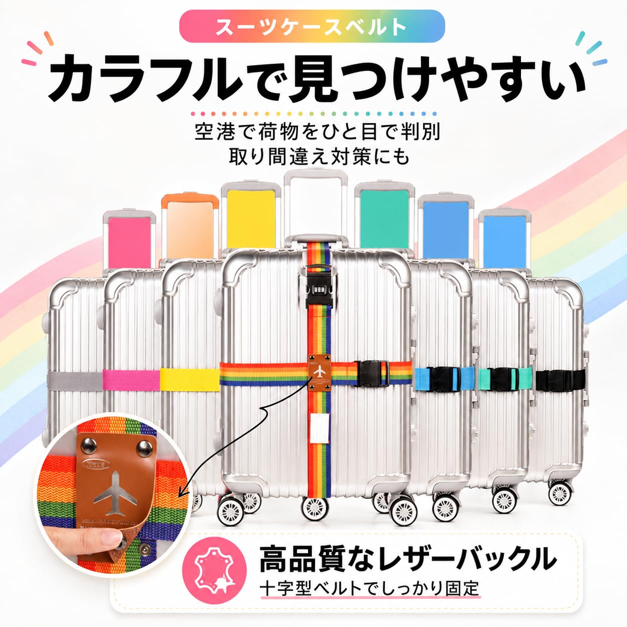 Amazon.co.jp: I'm so happy スーツケースベルト 鍵付き 十字型