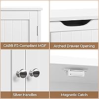 Vista 7 de Yaheetech Wooden Bathroom Floor Cabinet, Side Storage Organizer Cabinet with 4 Drawers & Double Doors, Freestanding Entryway Storage Unit Console