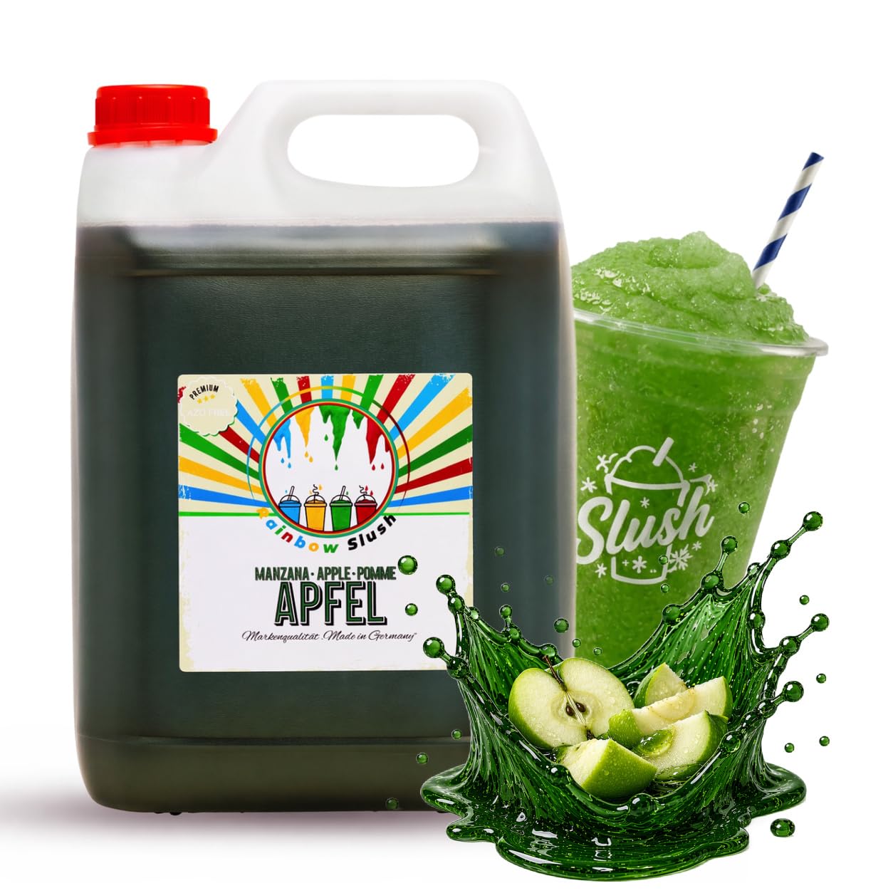 Sciroppo Granita Arcobaleno AZO FREE | assaggiare la mela | Concentrato per Granita Macchina per Gelato Macchina per Granitore Bevande 1:5