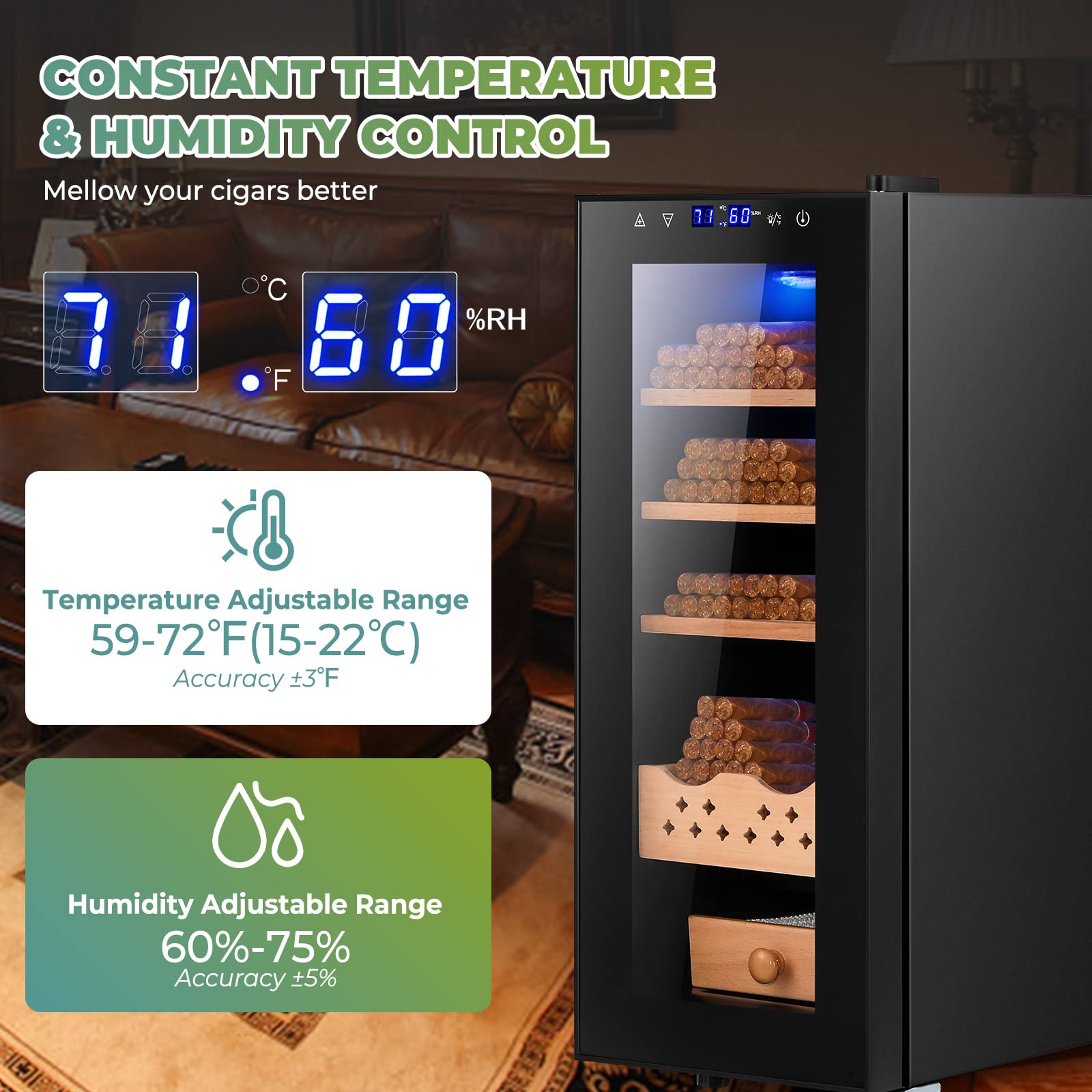 Spolehli Constant Humidity & Temperature Electric Humidor 35L and 24