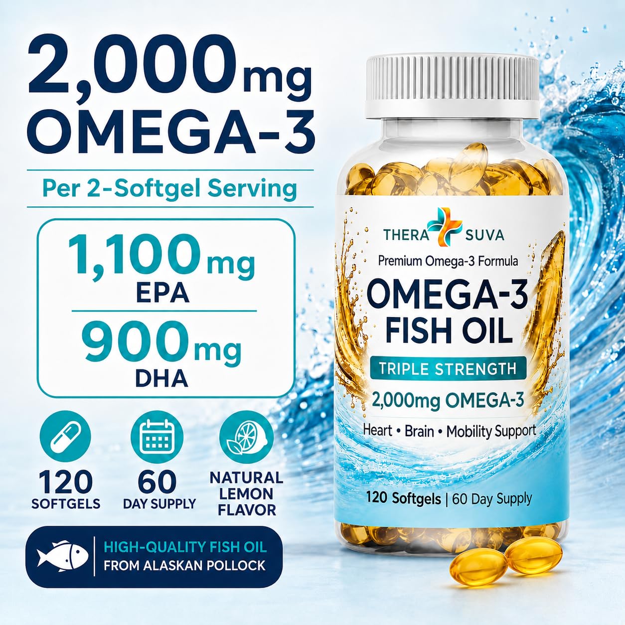 Wild Alaskan Fish Oil w/2000mg Omega-3, 120 Veggie Softgels — Amazon image 2