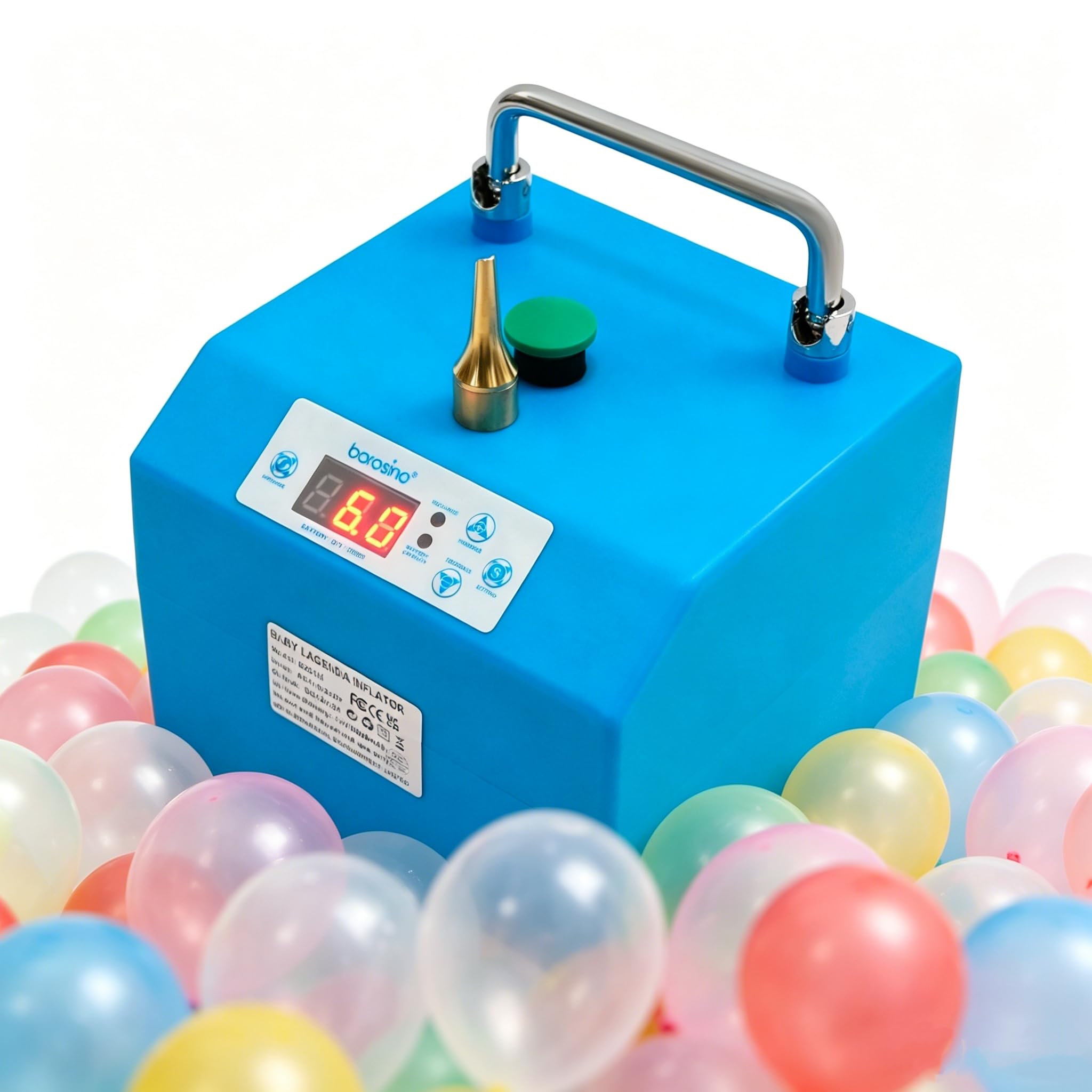 Elektrisch Luftballonpumpe mit 2 Pumpmodi (manuelle/halbautomatische), Tragbar Ballonpumpe Ballonaufblasgerät mit Fußschalter, Luftballon aufblasgerät mit Kupferaufblasdüse und LCD-Display