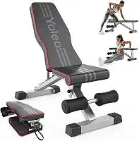 Yoleo Banco de peso ajustável para treino de corpo inteiro; banco dobrável para treinamento de força de academia em casa; banco utilitário de treino inclinado com dobra rápida e ajuste rápido (preto)