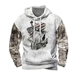Men's Watercolor Camouflage Hoodie Loose Fit Pullover Sweatshirt With Drawstring Hood Kangaroo Pocket Terry Cloth