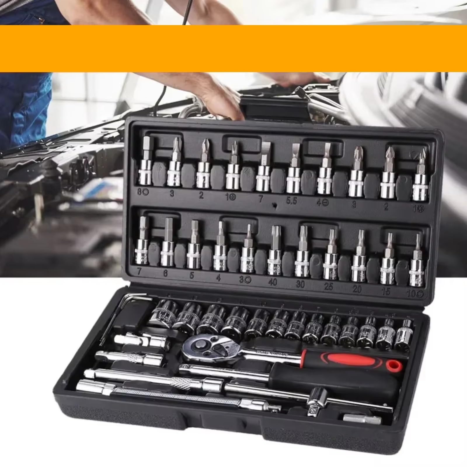 Maletín herramientas multiusos Juego Mano 46 ​​Uds. Juego Llaves Trinquete Caja Herramientas Combinada Multiusos Con Kit Destornillador Herramientas Mano Herramienta Trinquete Y Estuche
