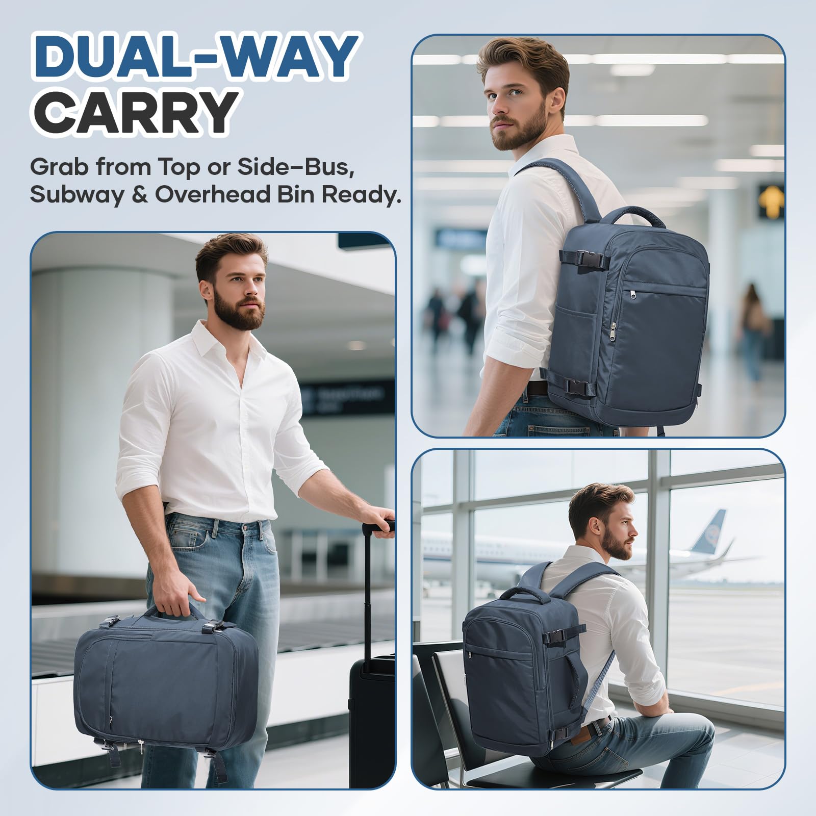livbote Zaino da Viaggio 40x30x20 Vueling Zaini Impermeabile Aereo Ryanair 40x20x30 Wizzair Zaino per Bagaglio sotto sedile - Blu Zaffiro