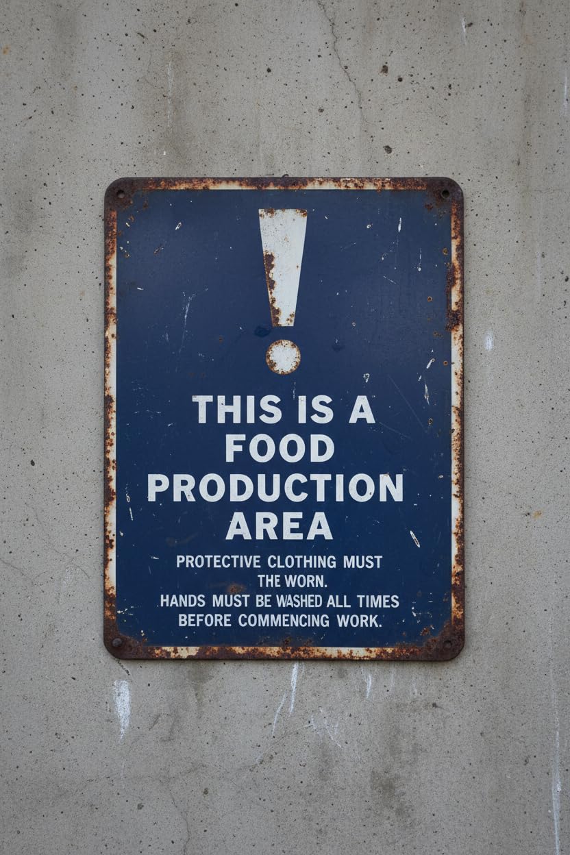 Wall Decor This Is A Food Production Area. - Mandatory Sign Metal Sign 8x12Inch Clear Signage For S, Fences Vintage Signs Aluminum Plates Printed