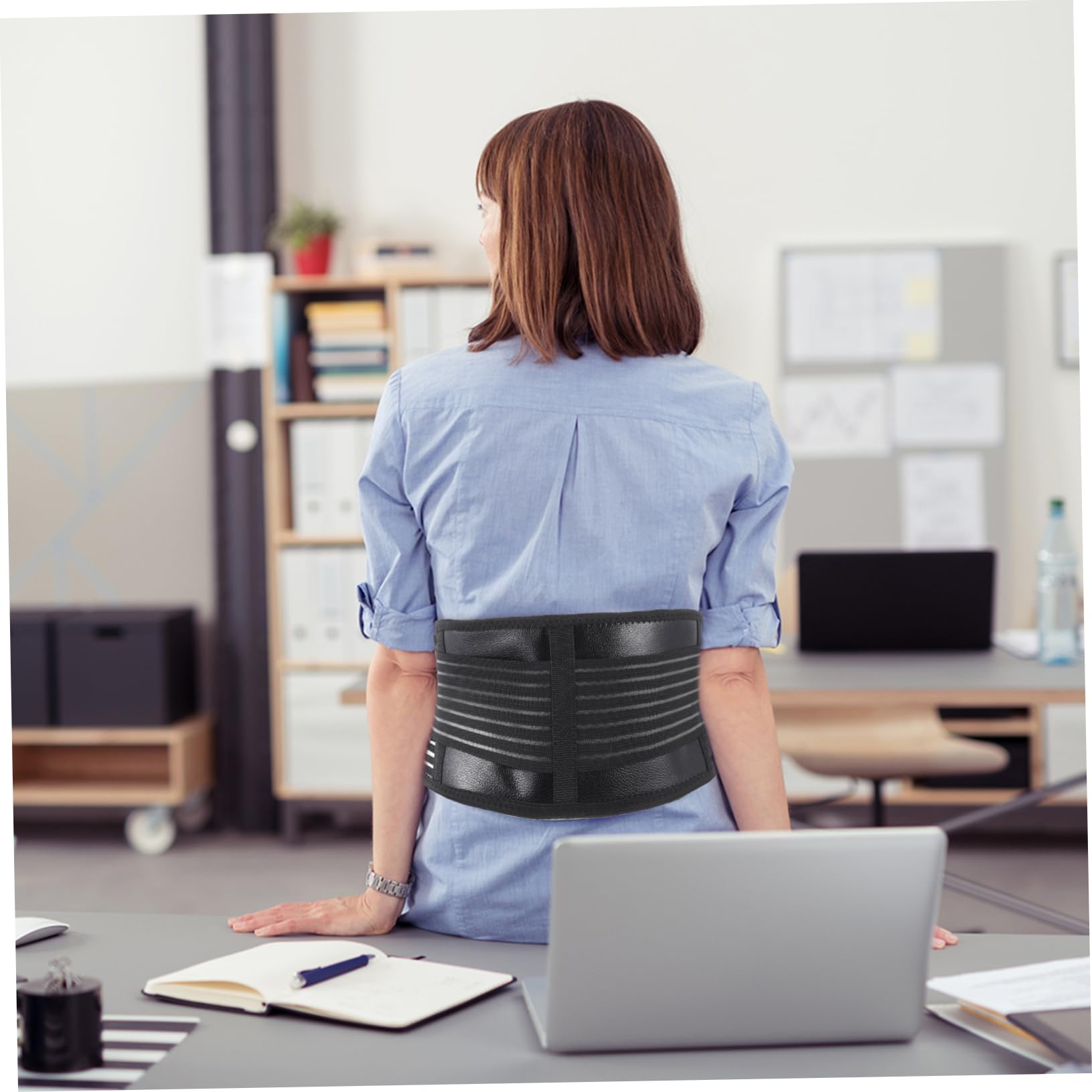 MOLUCKFU Warm Keeping Sports Belt Self-heating Waistband Lumbar Support Relief Elastic Men Women Black Xl