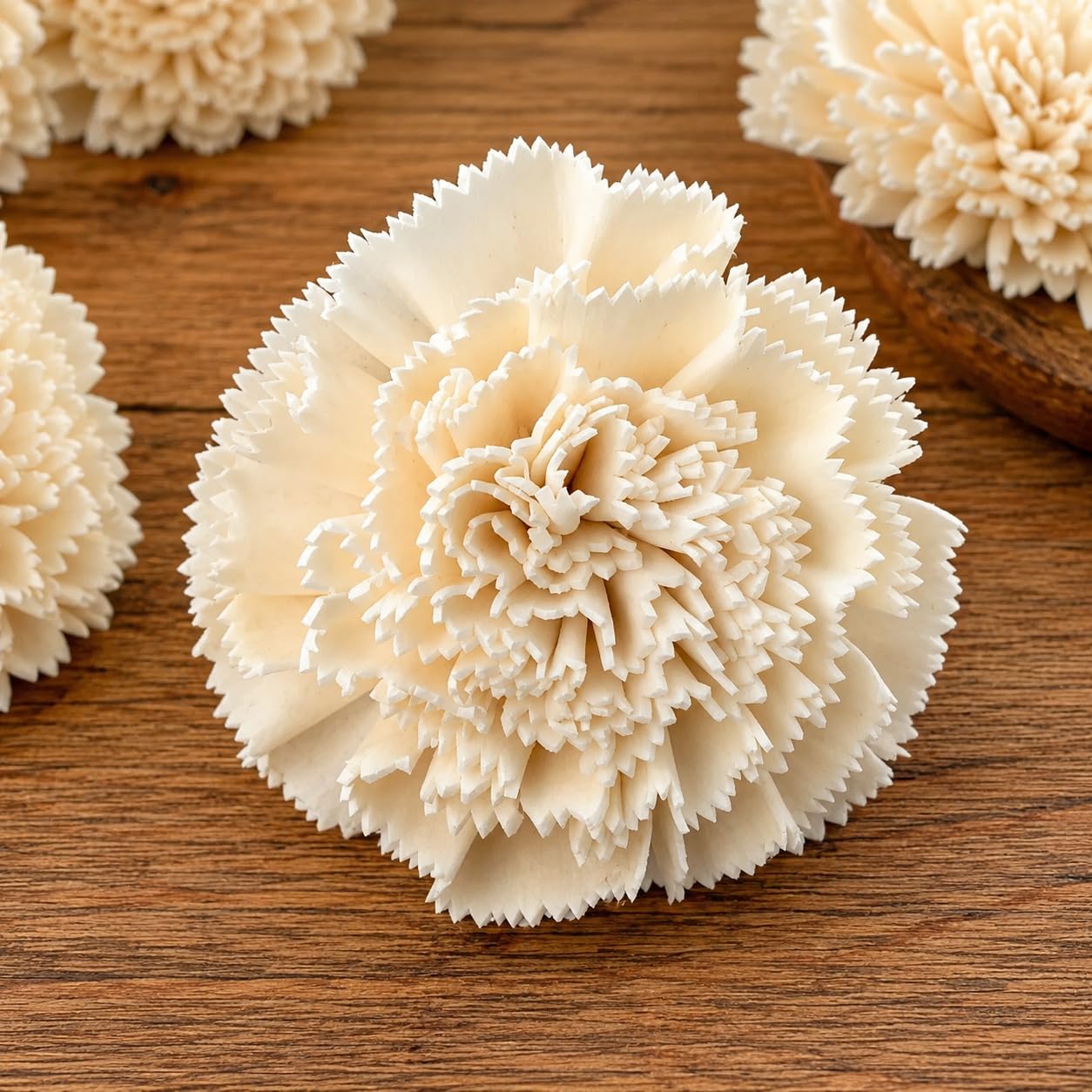 SPHINX Sola Wood Carnation Flower Heads Pack of 20, 8cm Diameter | Handmade Natural Decorative Bowl Fillers for DIY , Gift Hamper Packing, Trousseau Decoration, Wreath Making, Wedding & Home Decor
