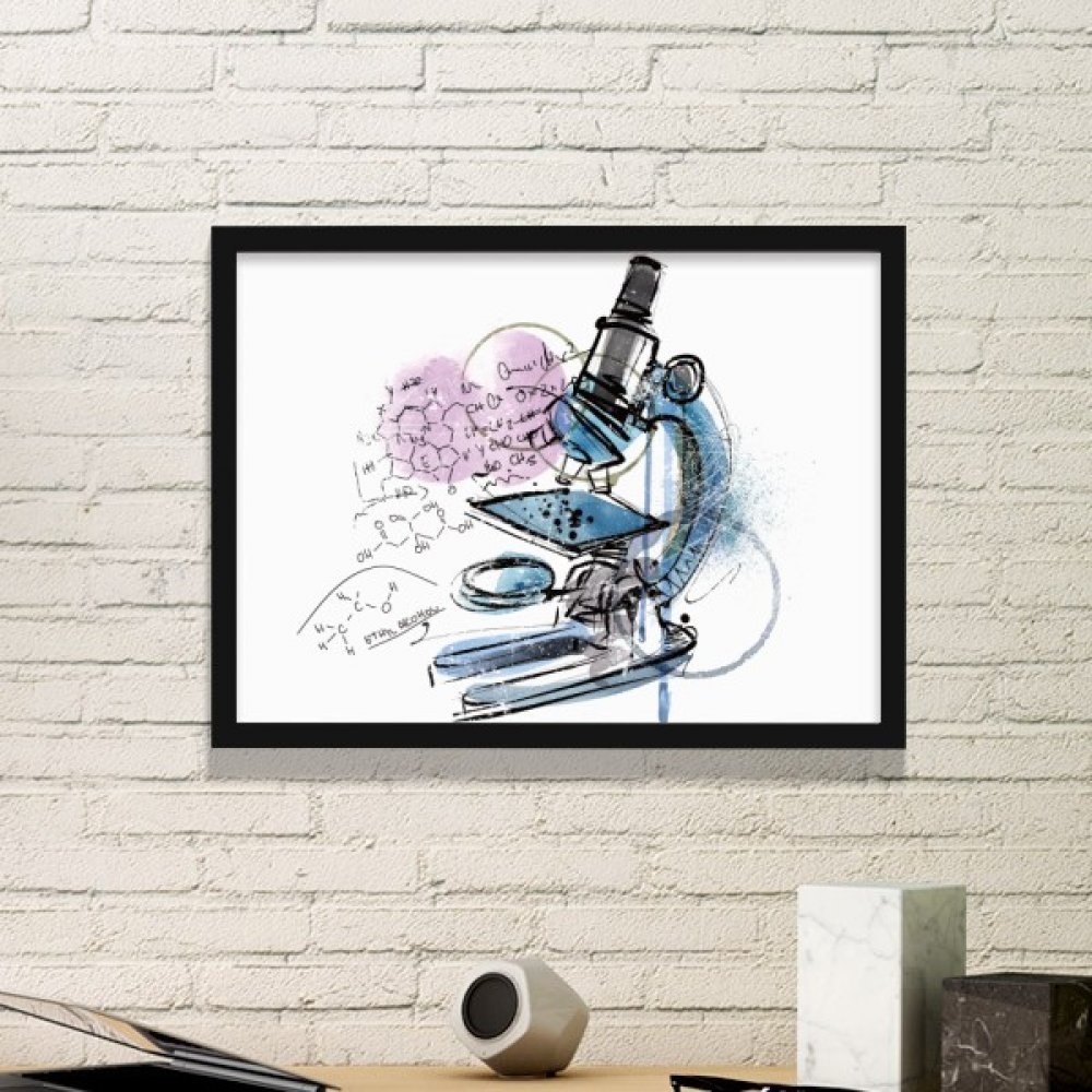 Cadre photo microscope simple décoration murale science noir