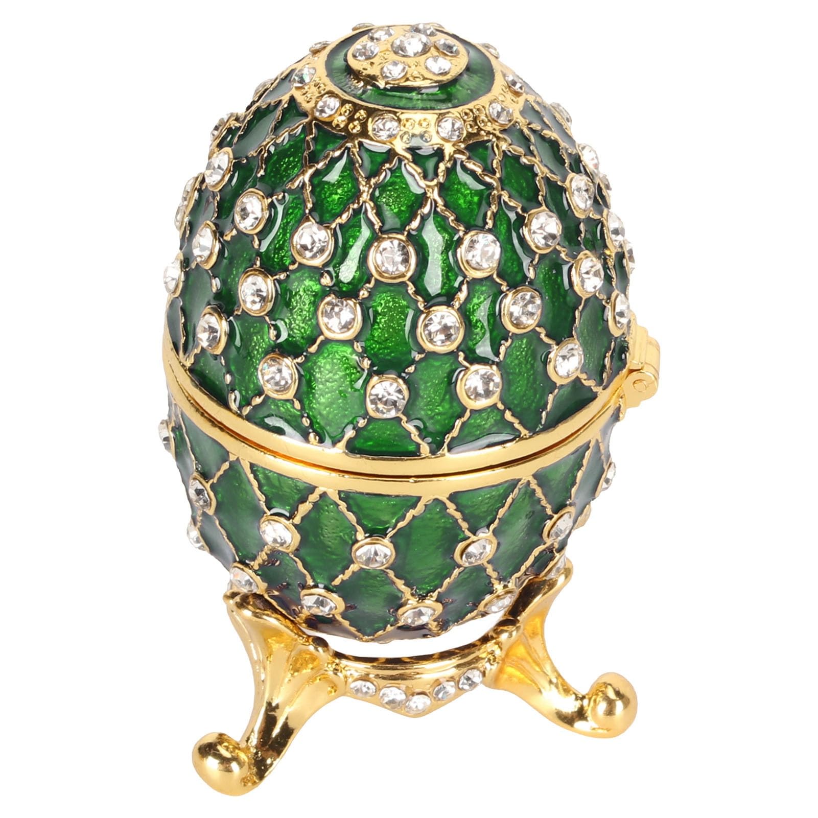 HLHLH Zinc Alloy Jewelry Box with Rhinestones, Elegant Metal Keepsake