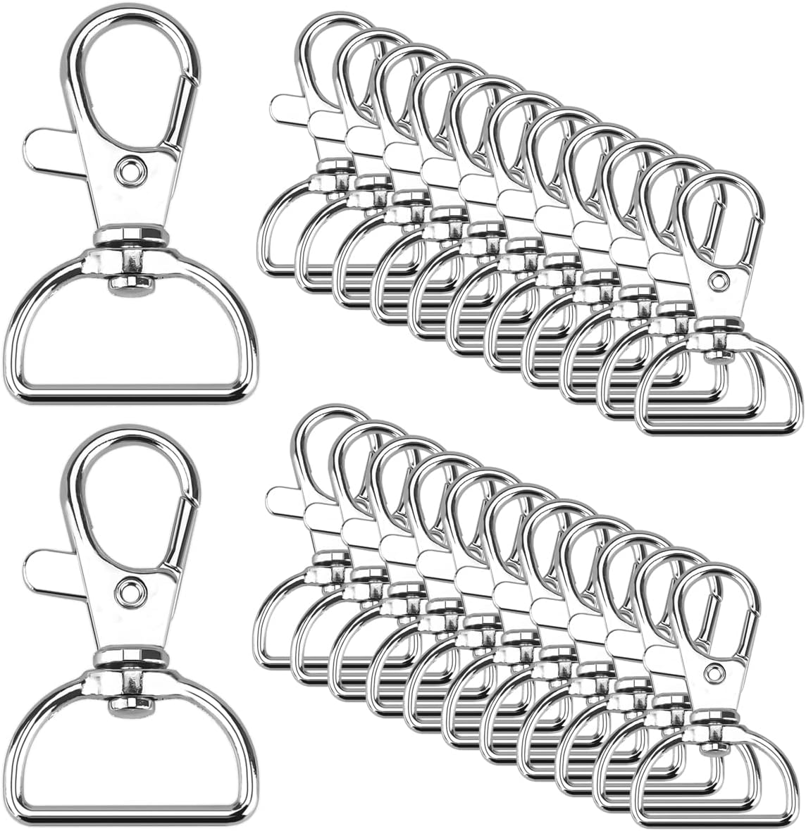 Swivel Clasp Hooks, 30 PCS Metal Lobster Claw Clasps with Key Chain Rings for Making Snap Tabs