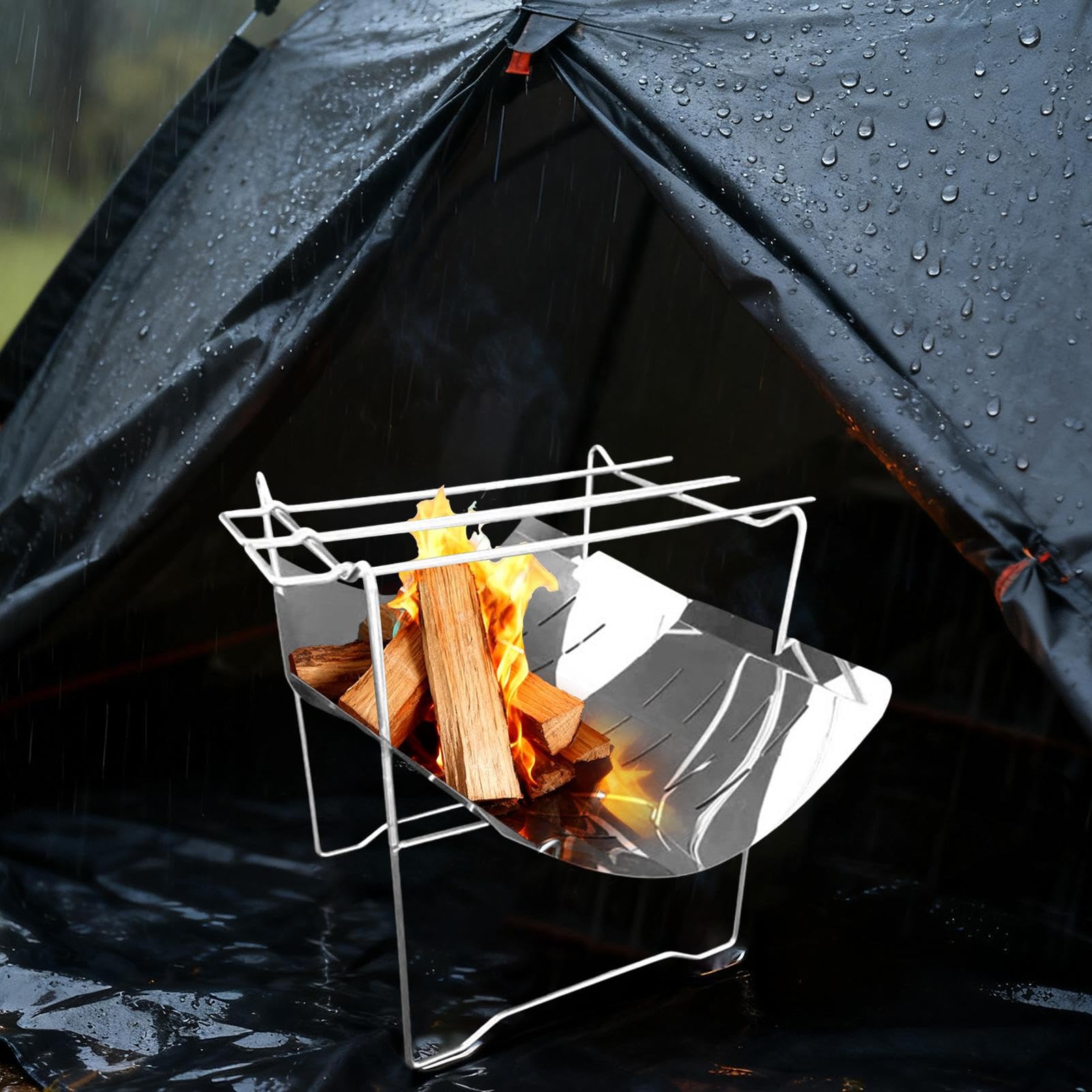 Supporto per Falò Forniture In Acciaio Inossidabile Portatili E Pieghevoli | Supporto Per Falò Da Campeggio Per Picnic All Aperto Tenda Camper Pesca Spiaggia Gite Casa Giardino