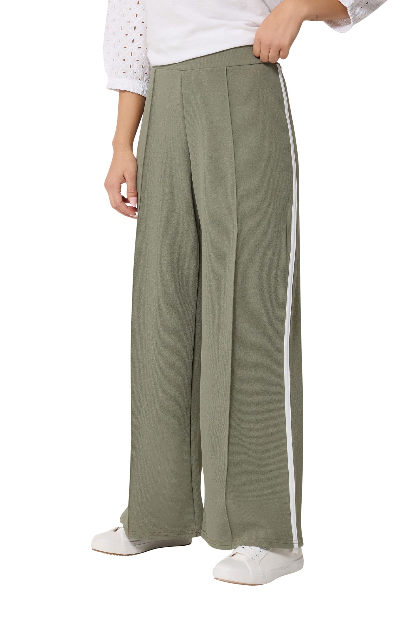 M&Co Petite Green Pintuck Trousers - Women's