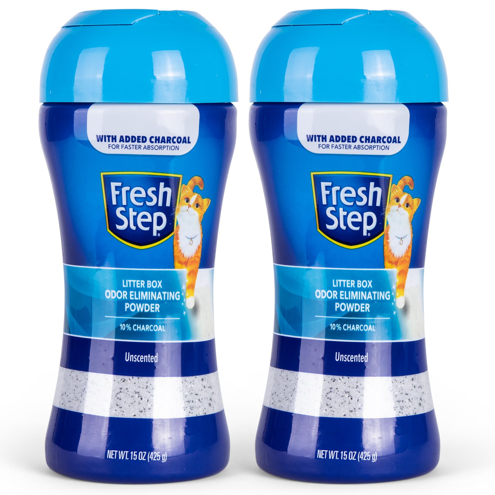 Fresh Step Litter Box Charcoal Odor Eliminator Powder, Cat Litter Deodorizer Additive to Help Absorb and Control Strong Litter Box Odors for Cleaner Smelling Homes, 15 Oz - 2 Pack