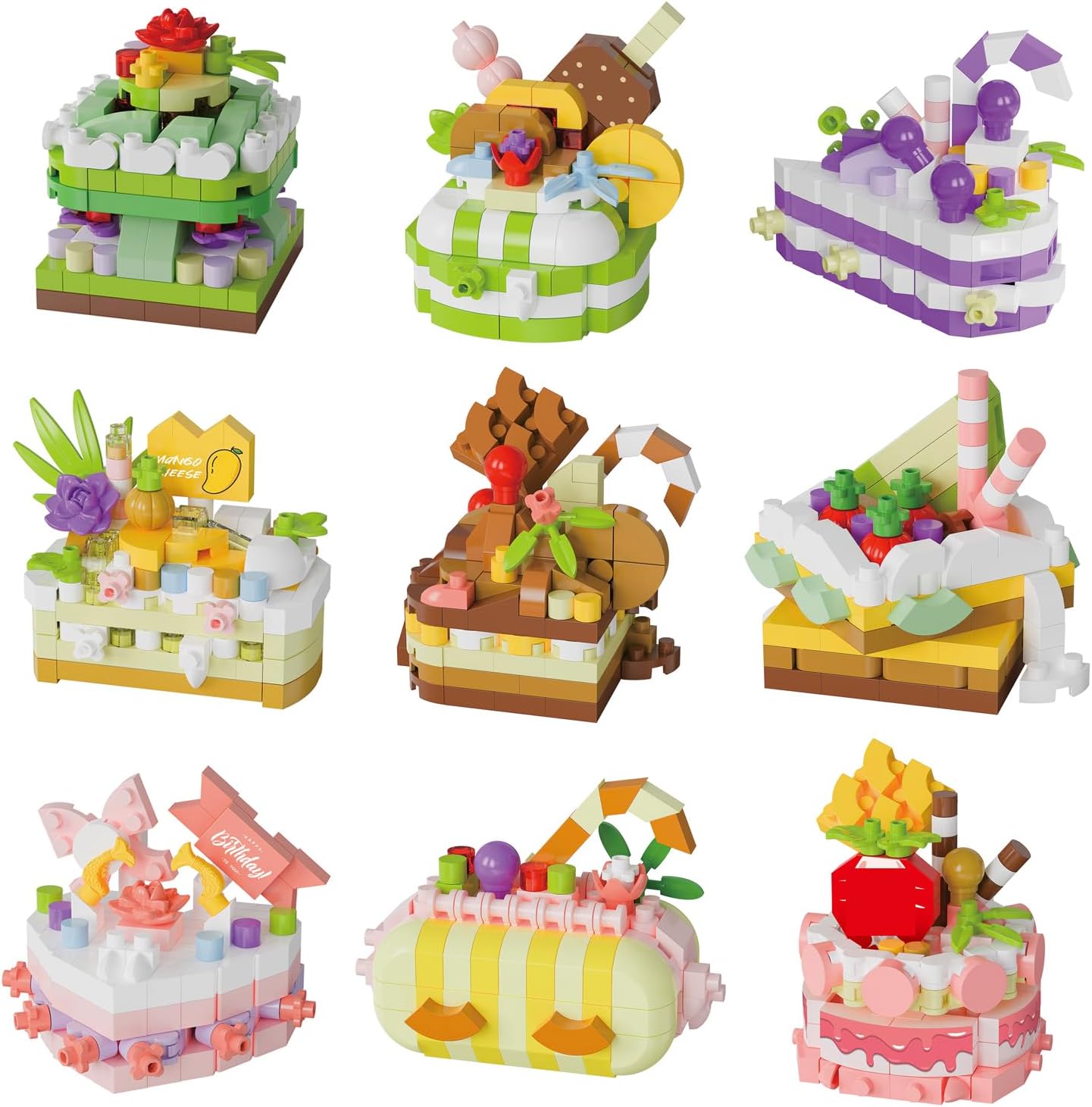 – 9 cakes 1300 PCS Cakes Micro Building Bricks Model Kit for Adults – Creative DIY Display Models – Ages 14+