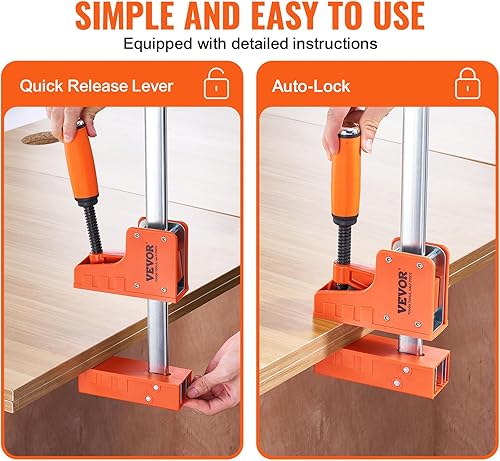 Miniatura 5 de VEVOR Abrazaderas de barra para carpintería, paquete de 2 abrazaderas paralelas de 50 pulgadas, abrazadera F con límite de carga de 1100 libras,