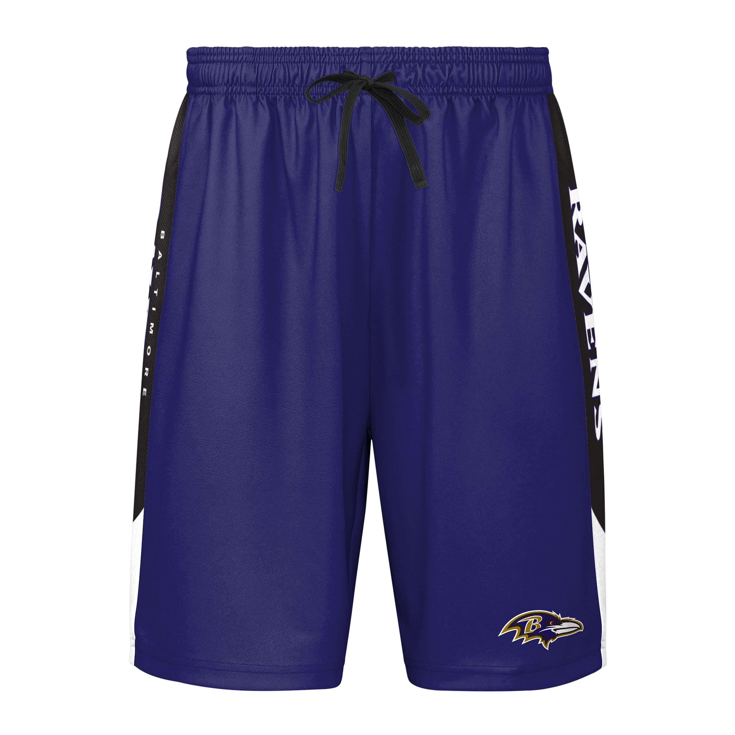 FOCO Baltimore Ravens NFL Mens Side Stripe Training Shorts - S