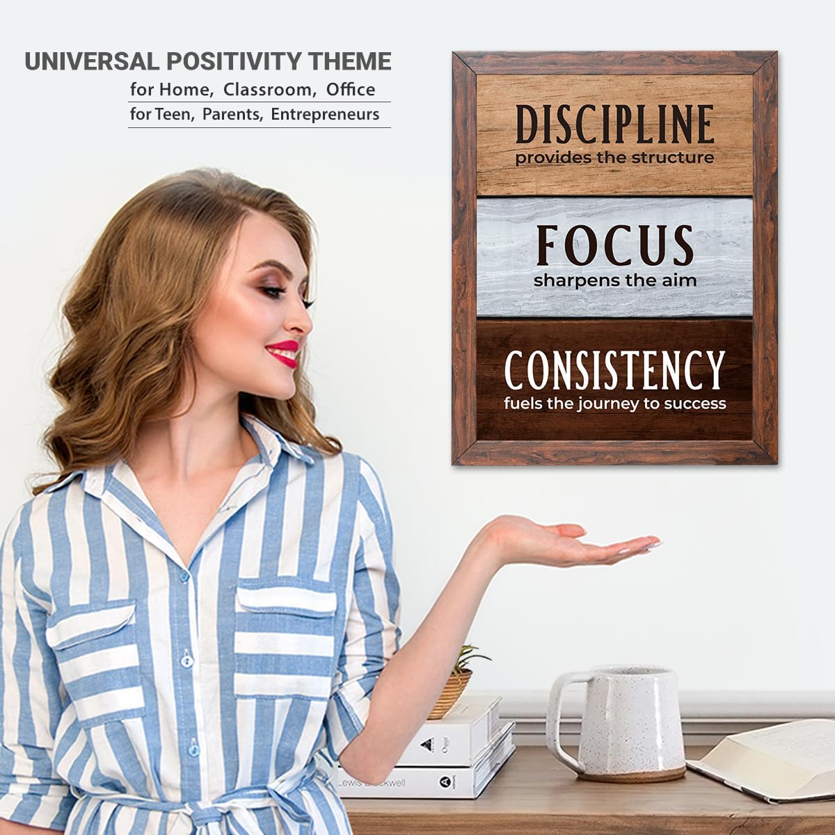 Chaka Chaundh - Discipline photo frames for wall - motivational quotes frames - poster with frame - Disciplineposter for wall - Quotes wall frames - (14 X 11 inches) (Discipline provides the structure - wood) 4