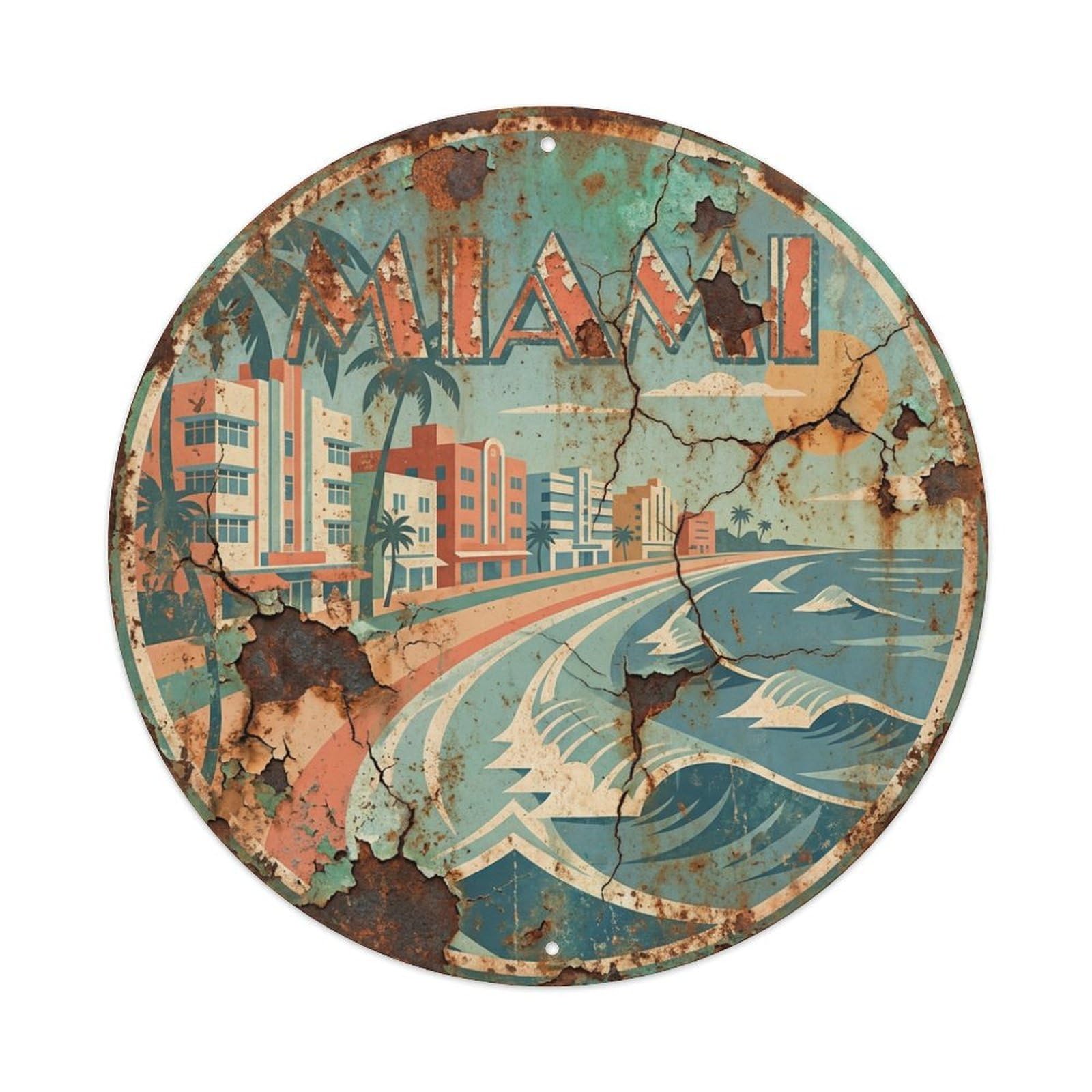 Retro USA Travel Miami Metal Tin Sign