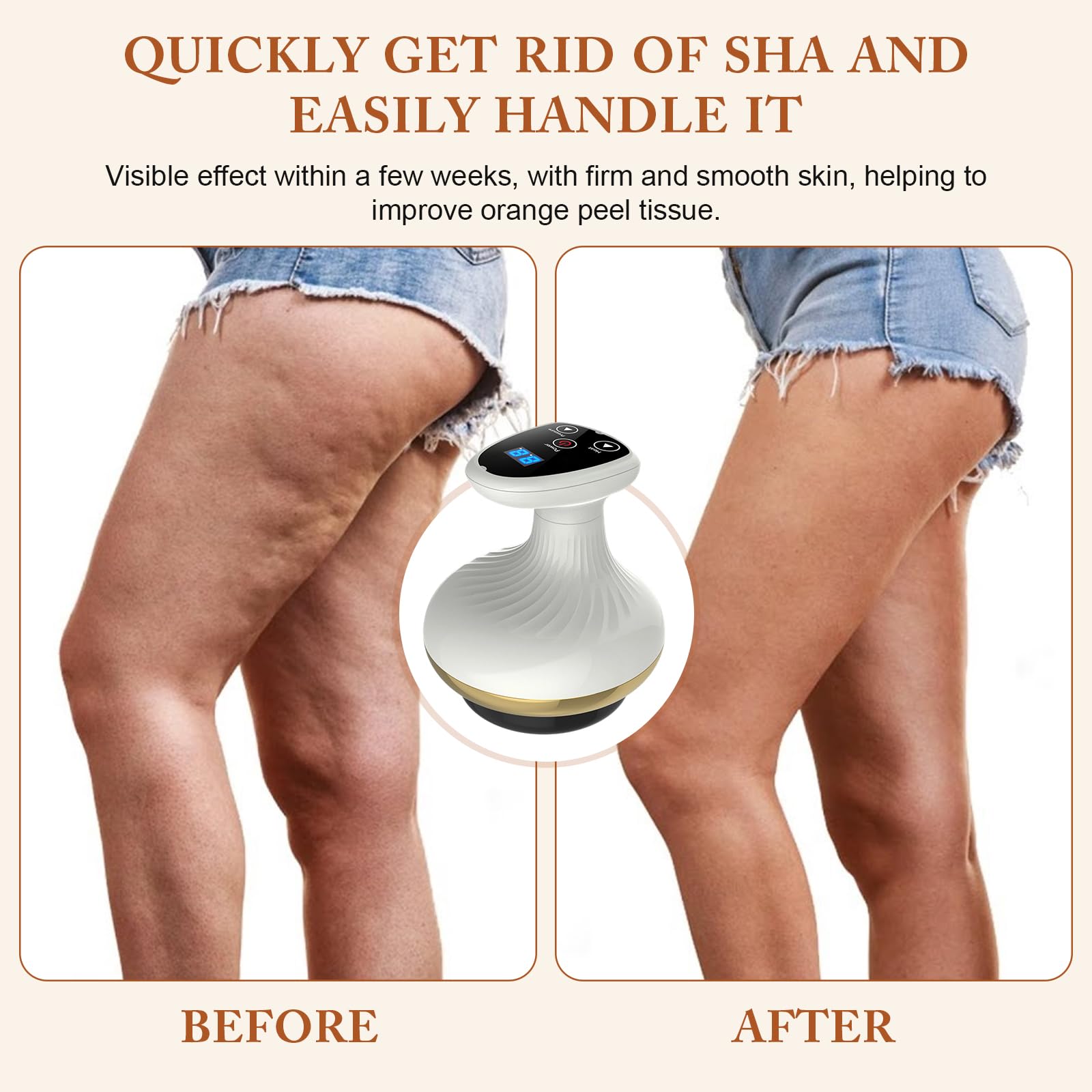 CEWROM Masajeador 4 en 1 contra la celulitis, vacío y Gua Sha eléctrico, masajeador al vacío con 9 etapas de terapia de calor, dispositivo anticelulitis para tonificar el cuerpo y la circulación