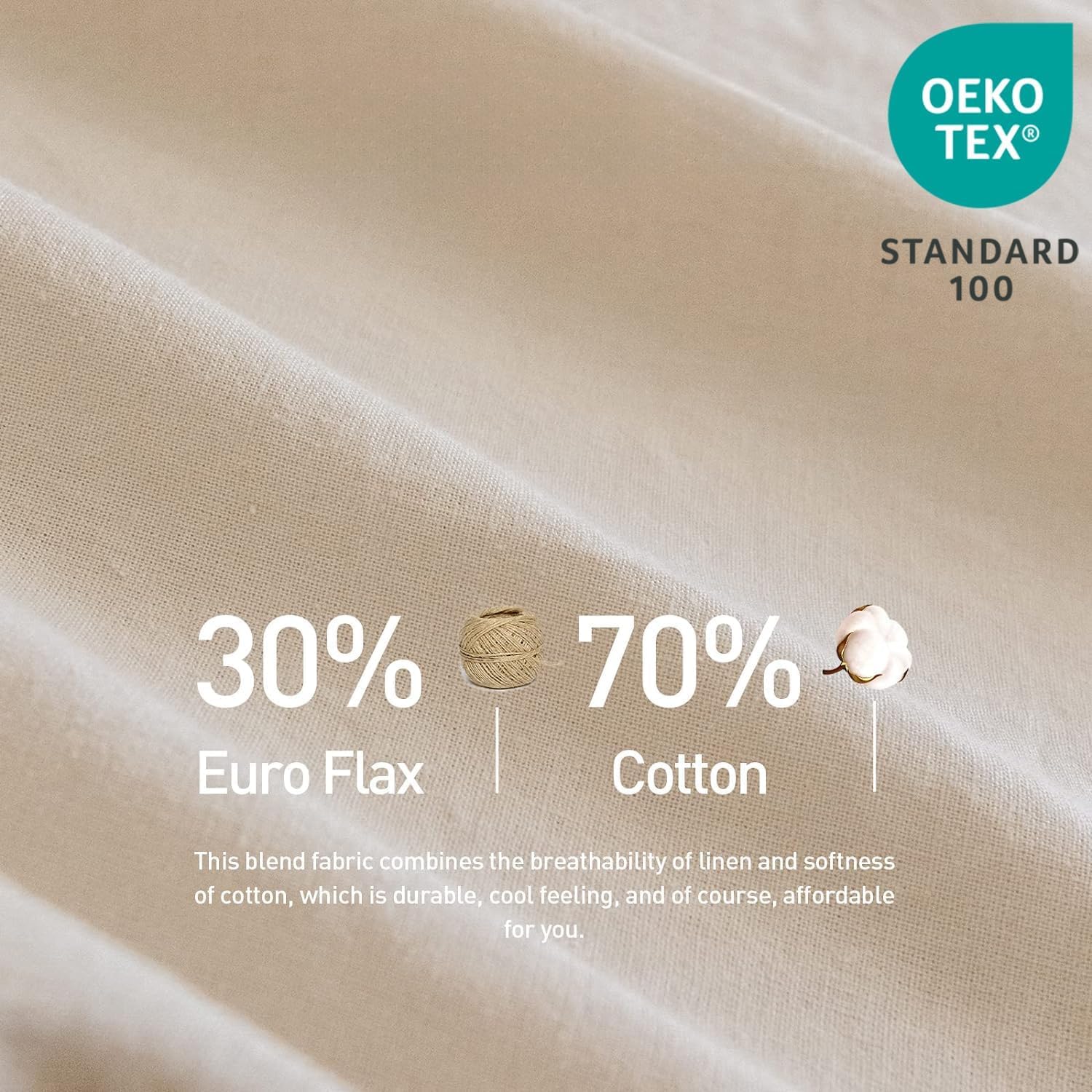 Simple&Opulence Belgian Linen Sheet Set Solid Color - 6 Pieces (1 Flat Sheet & 1 Fitted Sheet & 4 Pillowcases) 16