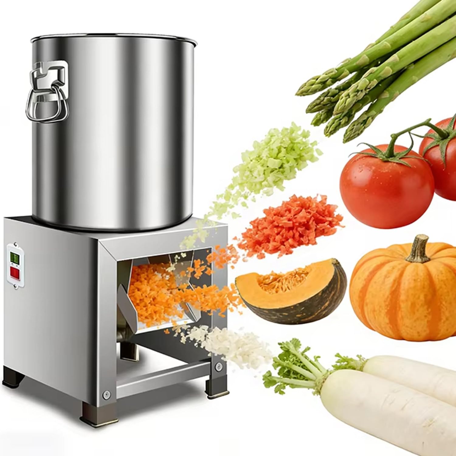 Procesador Alimentos Comercial 1800W,Trituradora Verduras Eléctrica Profesional,Rallador para Verduras,Cebolla,Ajo Y Alimentación Animal,Granjas Y Cría Ganado con 8 Cuchillas