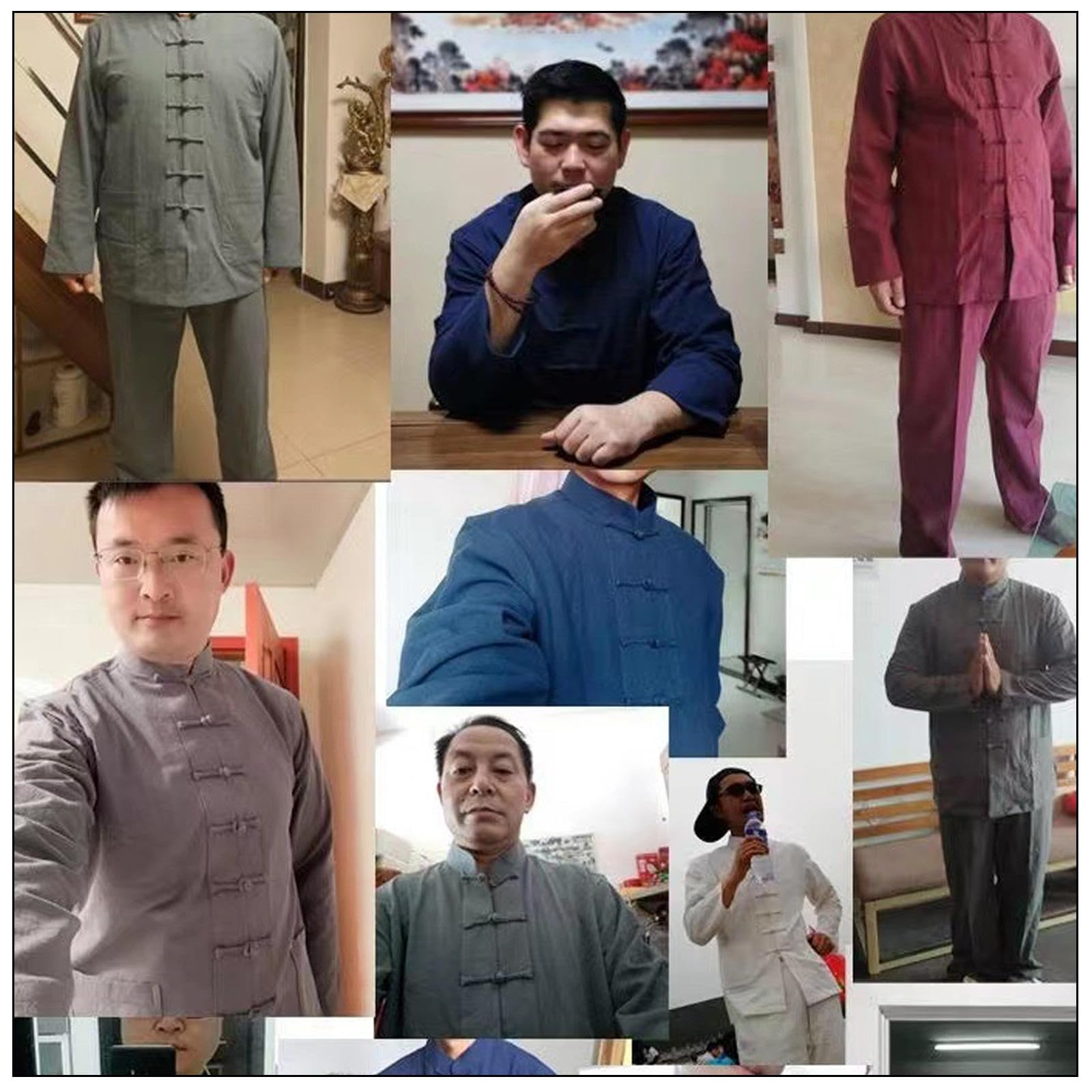 Tai Chi-Kleidung für Herren, traditionelle chinesische Kampfkunstuniform aus Baumwolle und Leinen, Kung-Fu-Set, Langarmhemd, Hosenanzug,Black-L