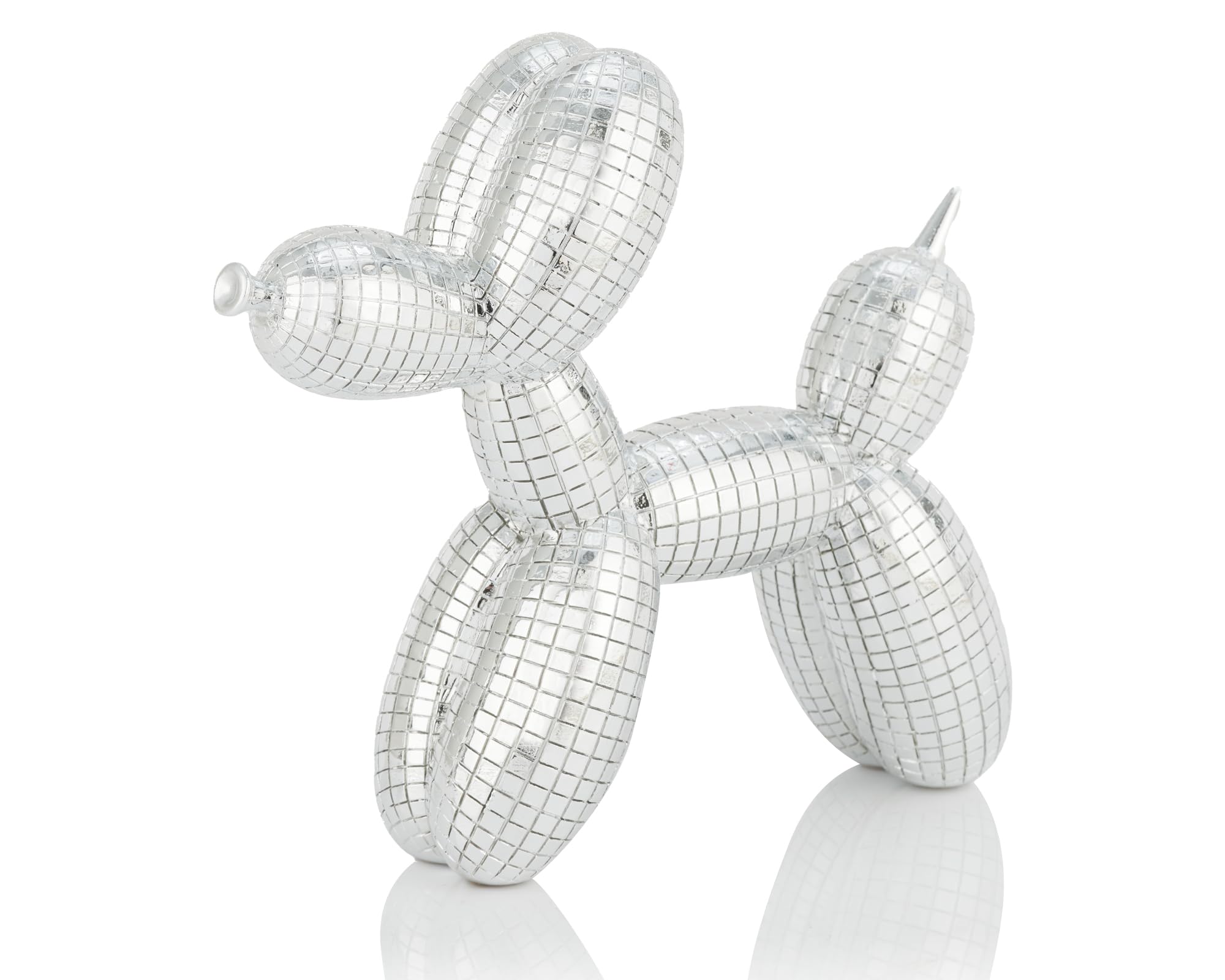 BOIHEGU Disco Silver Balloon Dog Sculpture
