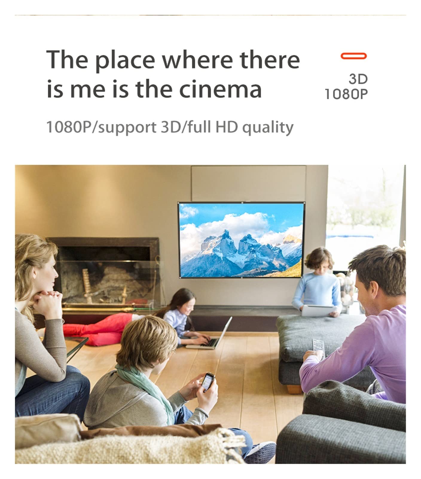 Heimkino-Leinwand Tragbare faltbare Projektorleinwand im Maßstab 4:3 mit hoher Dichte, 60, 72, 84, 100, 120, 150 Zoll, 1080P, 3D, 4K HD-Projektionsvorhang(120 inch)