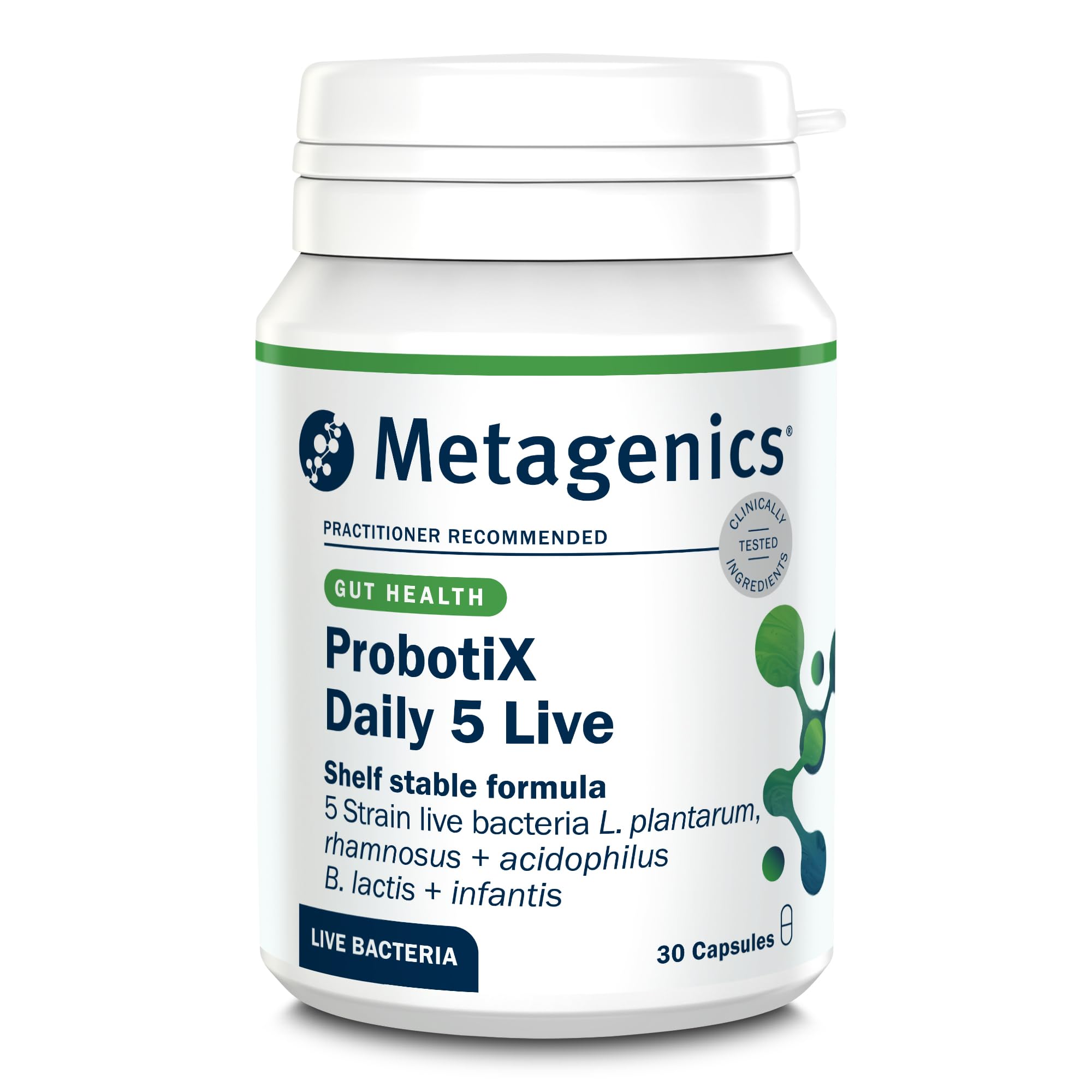 MetagenicsProbotiX Daily 5 Live Bacteria - Travel Friendly Supplement - Multi-Strain Formula - 30 Capsules
