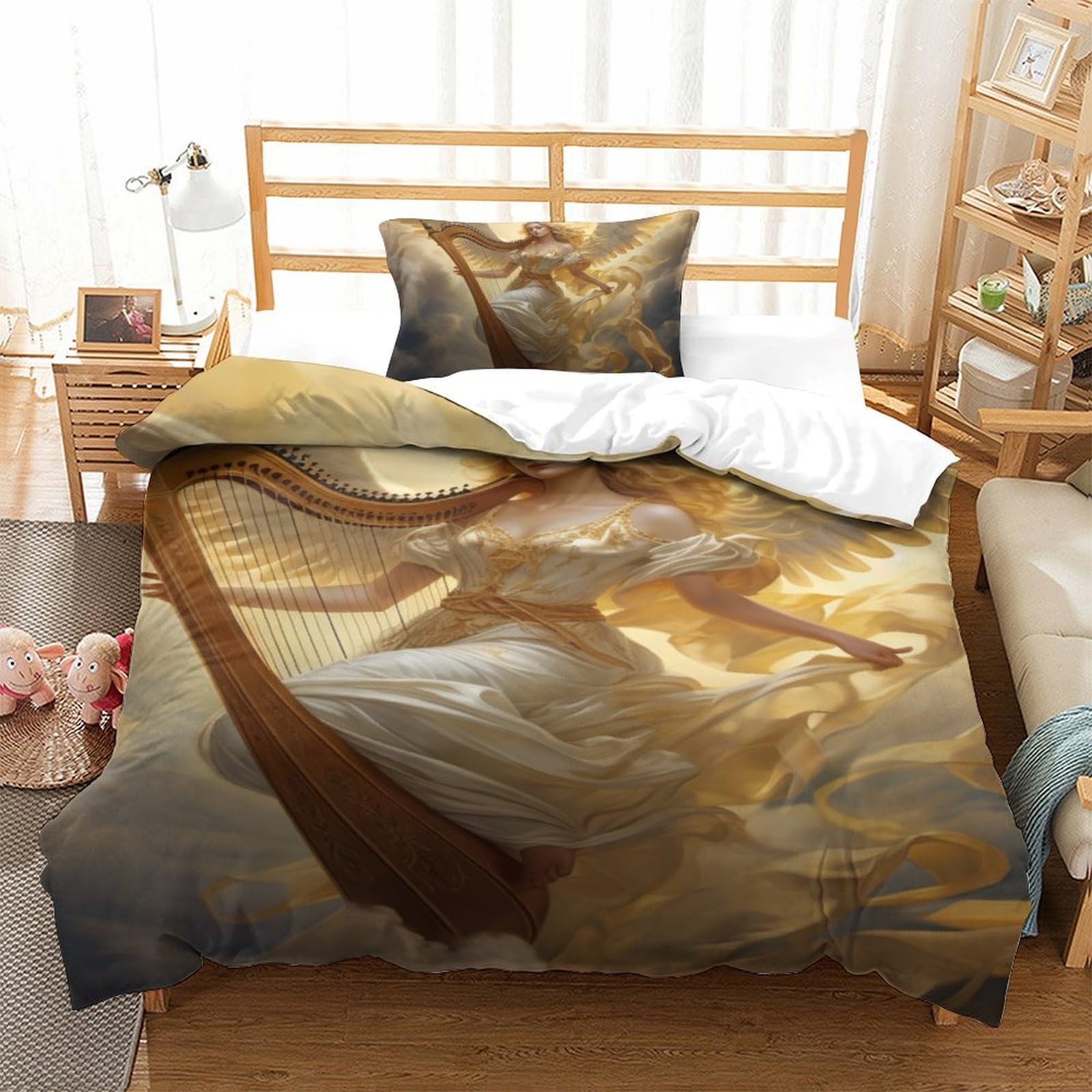 Parure de couette Les Anges 3D en microfibre pour décorer une chambre ado