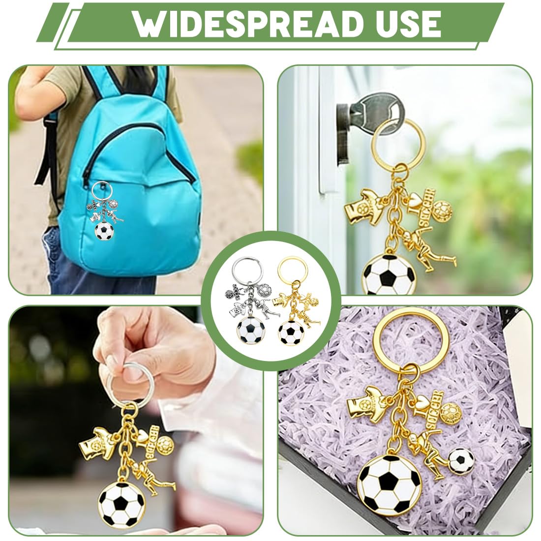 Portachiavi Calcio Metallo Creativo Ciondolo Chiave Sport Tema Calcio Mini Argento Regalo Tifosi Charms Borse Zaino